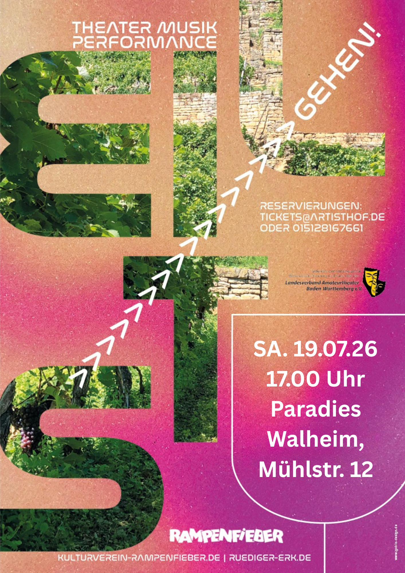 Plakat für das Theater Steil gehen, eine Theater Musik performance
