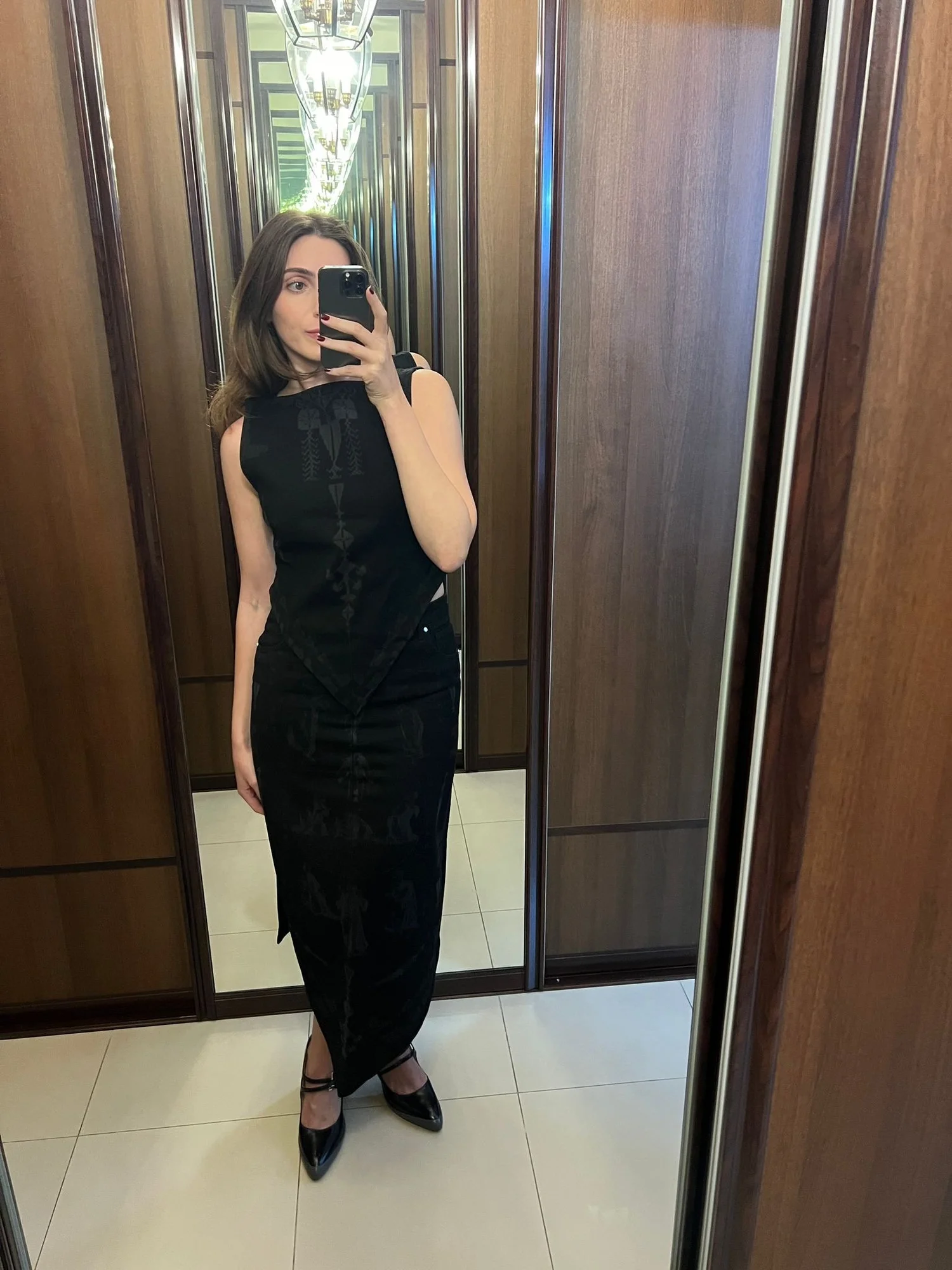 The Manuscript Laser-Etched Denim Skirt — Zeid HIjazi