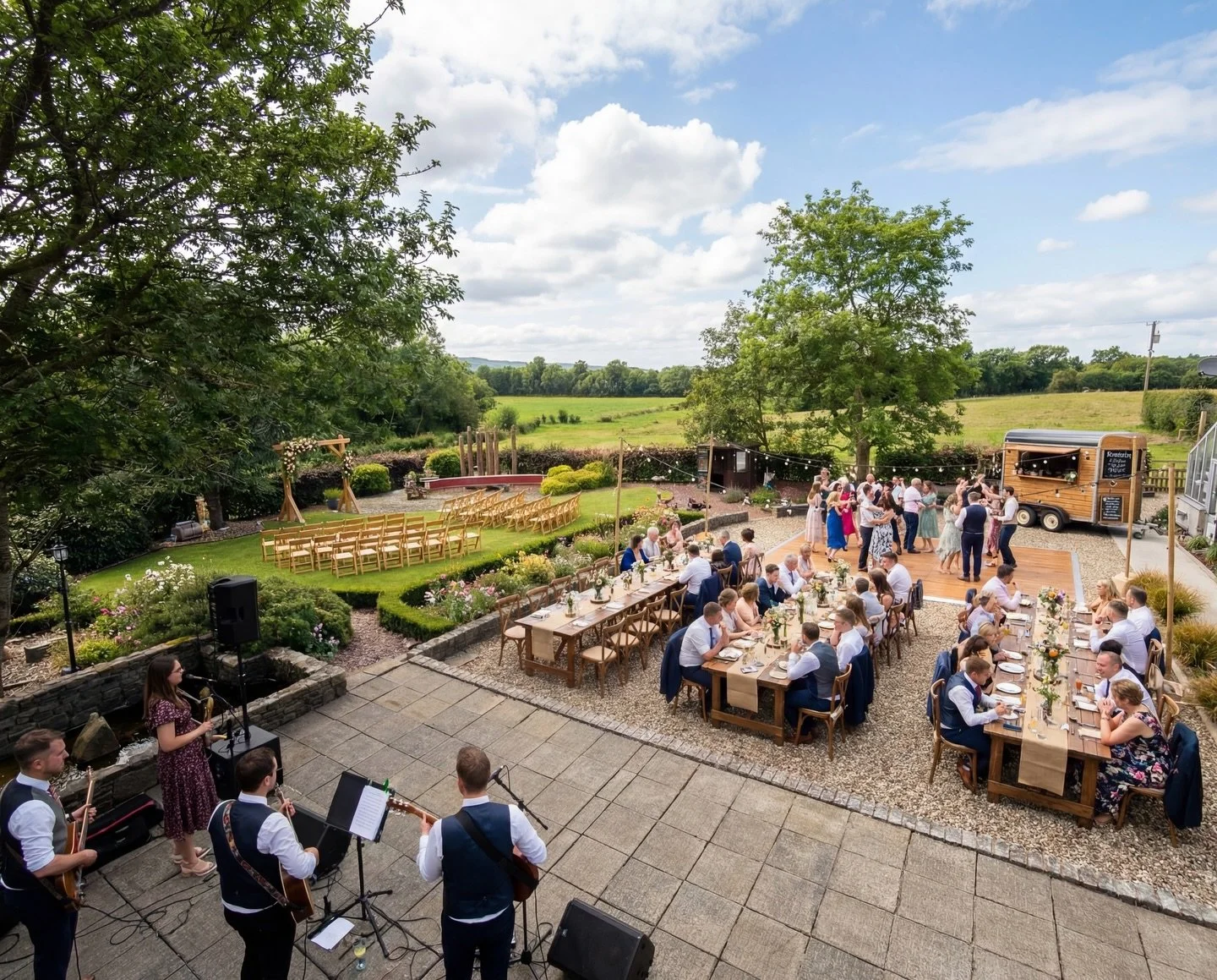 You bring the creativity, we provide the venue! Our venue is perfect for an intimate wedding party with ample open spaces for a summer celebration and marquees for unpredictable weather. We cater to weddings of 50-80 guests and offer a network of wed