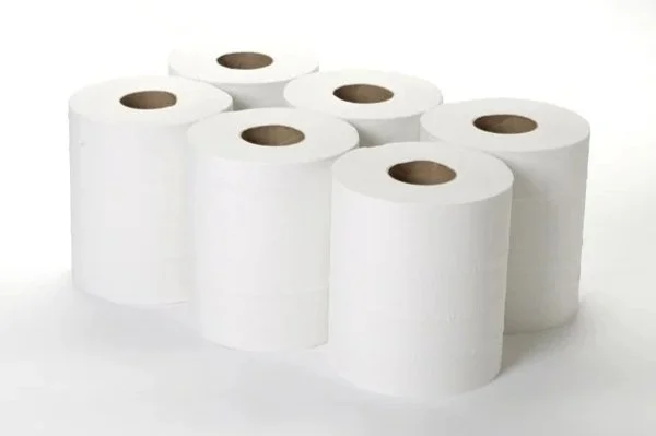 2 Ply Recycled White Embossed Centrefeed Rolls 150m x 6 Rolls      72 cases