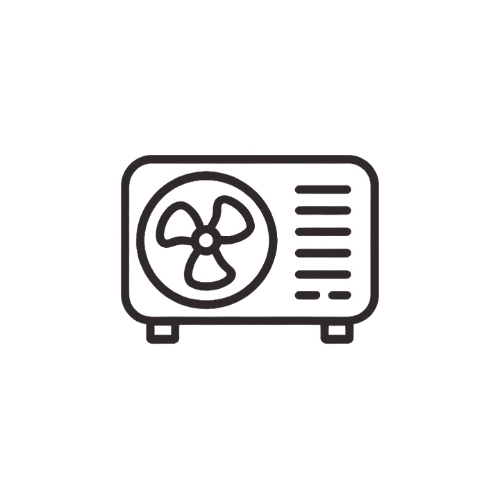 Icon of an air conditioner or cooling unit with a fan inside.