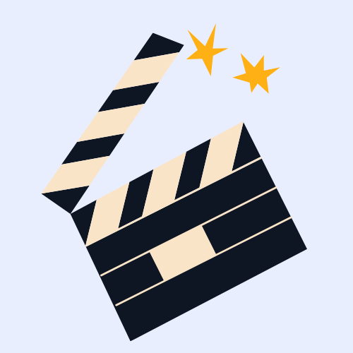 Simplified clipart of a film clapper.