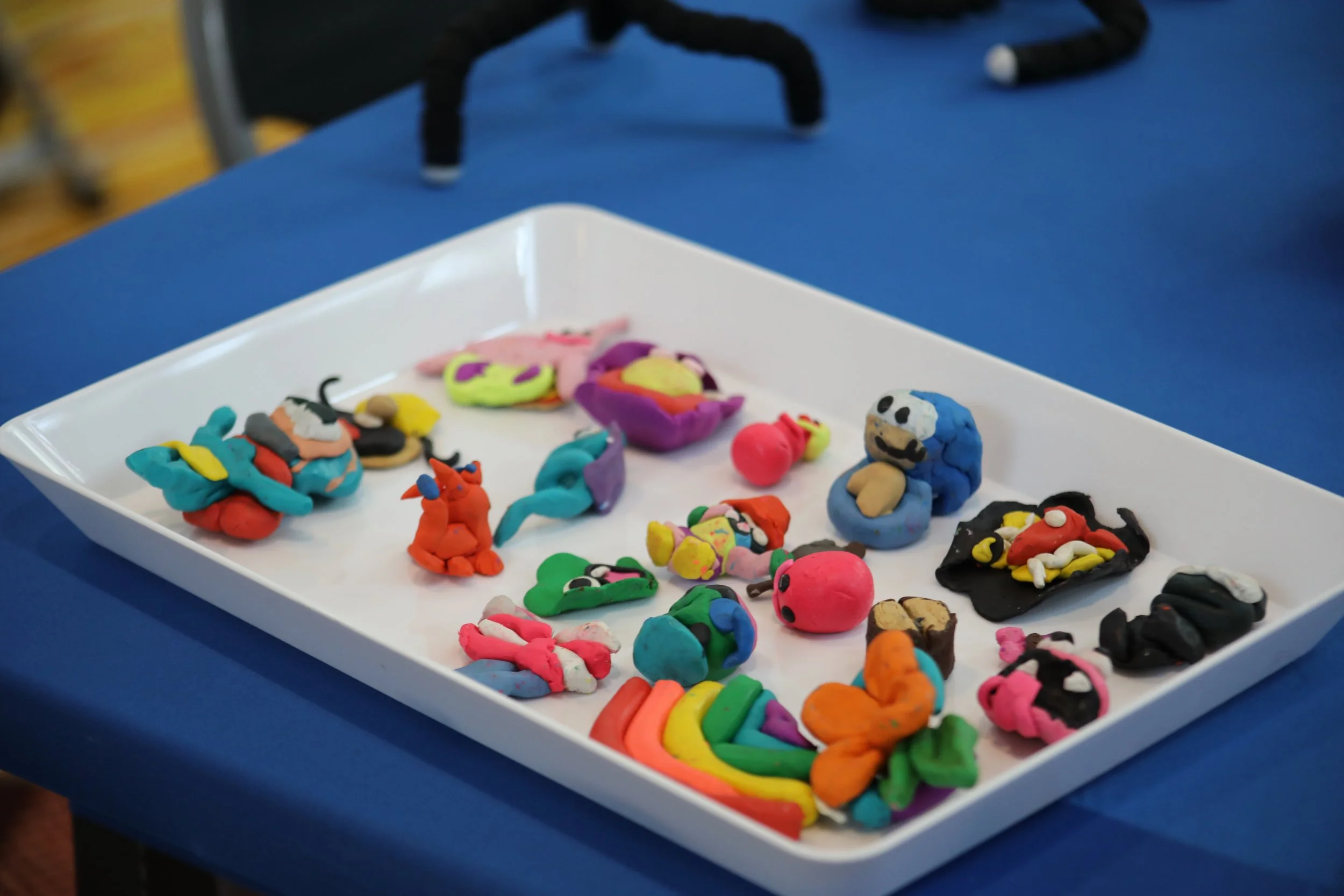 A tray of assorted clay creations.