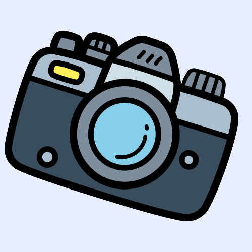 Stylized camera clipart with a translucent star overlayed to represent camera shutter.