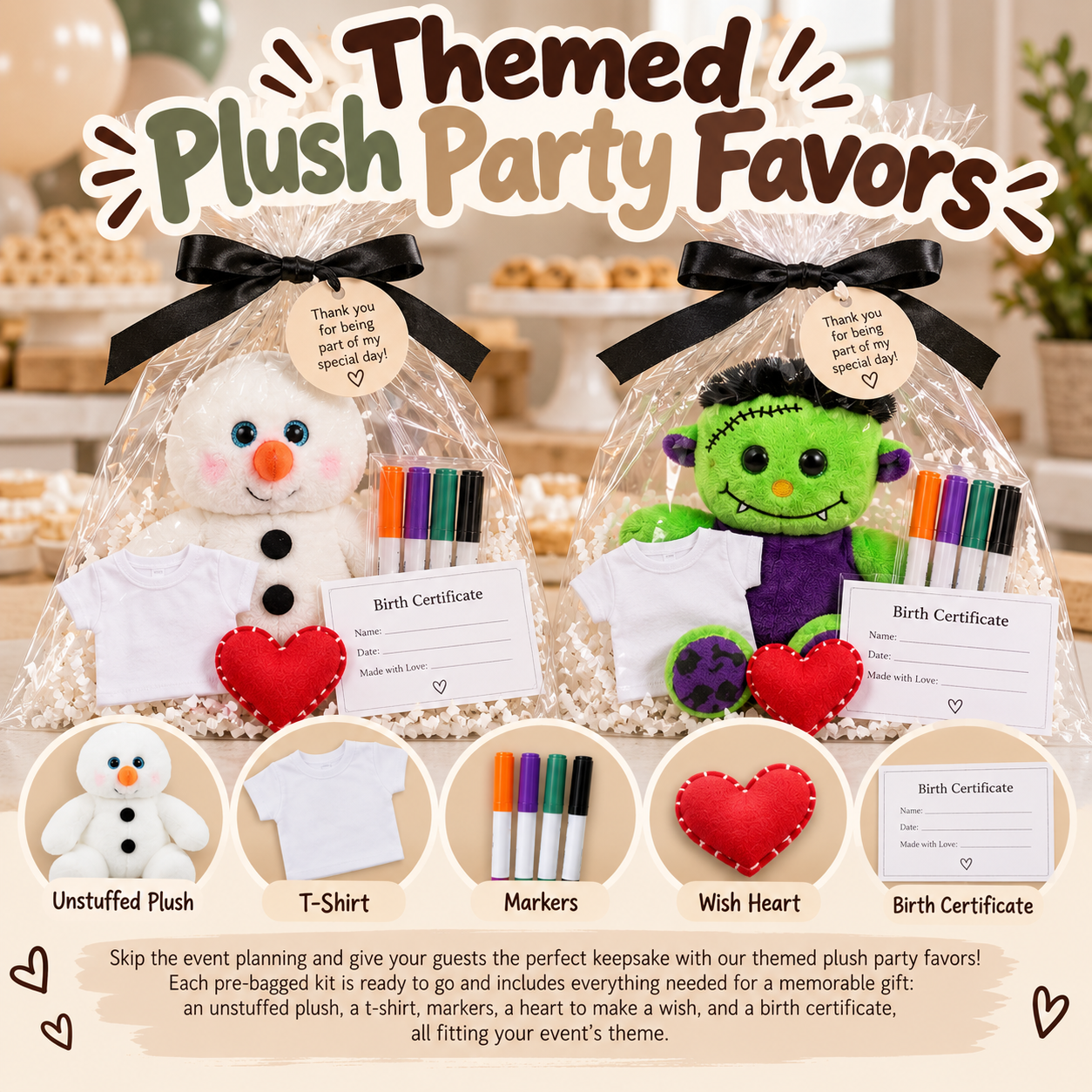 Themed Plush Party Favors