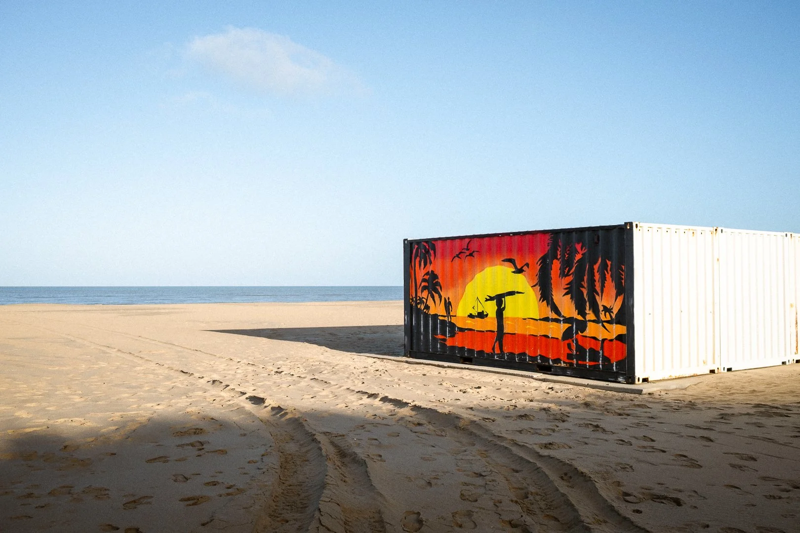 Sea container on the beach in Katwijk aan Zee.