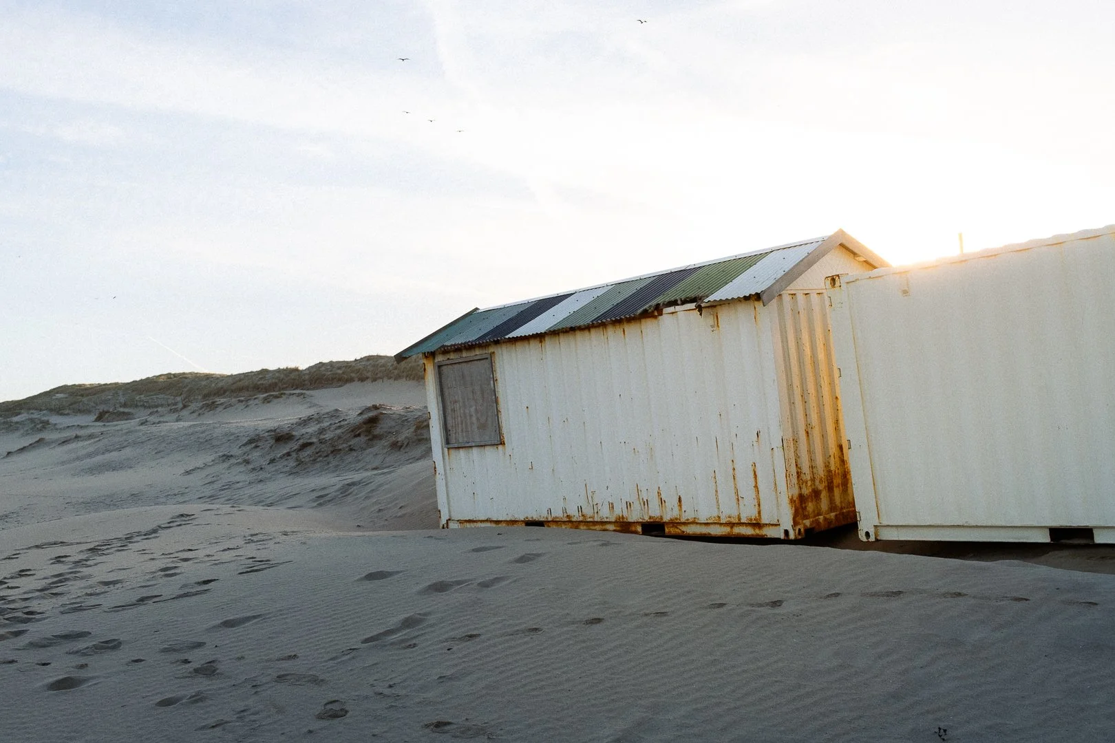 Sea containters on the beach of Noordwijk