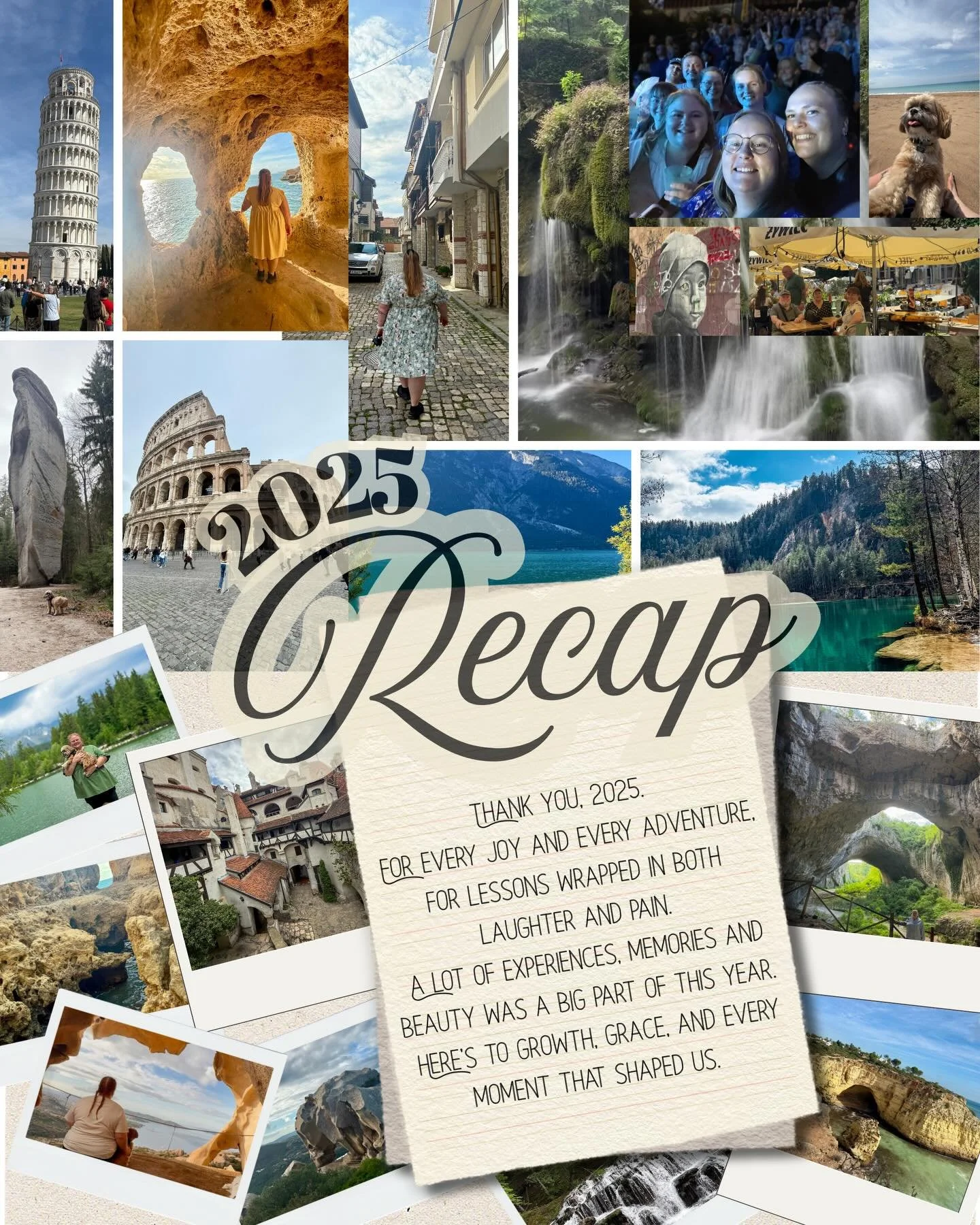 Thank you 2025! 
It was a year of many new experiences, a lot of adventure and joy 🫶🏼
I got to travel through 13 countries, drove 25.083 km through Europe, which also means I hit my 34th country 🌏
My goal for 2025 was to live my life to the fulles