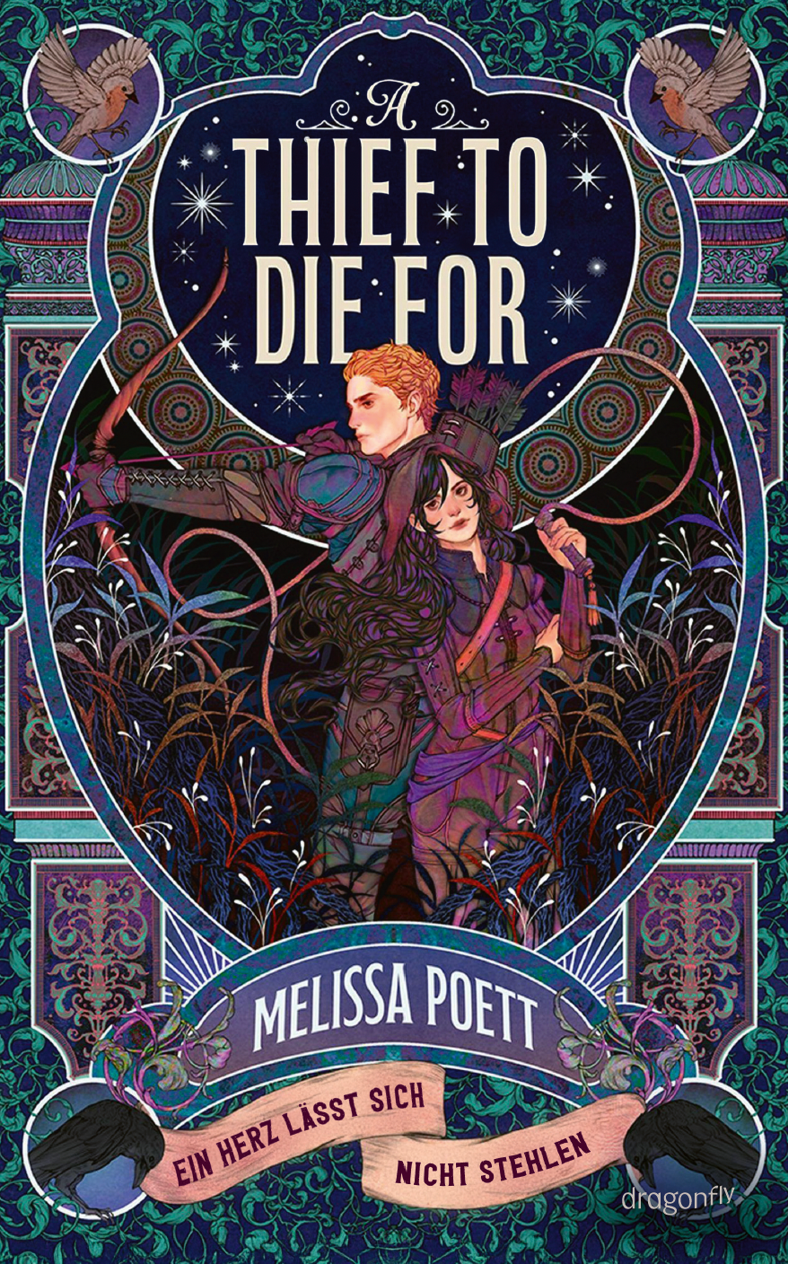 Buchcover von "A Thief to Die For" von Melissa Poett, übersetzt von Marij Hartwig