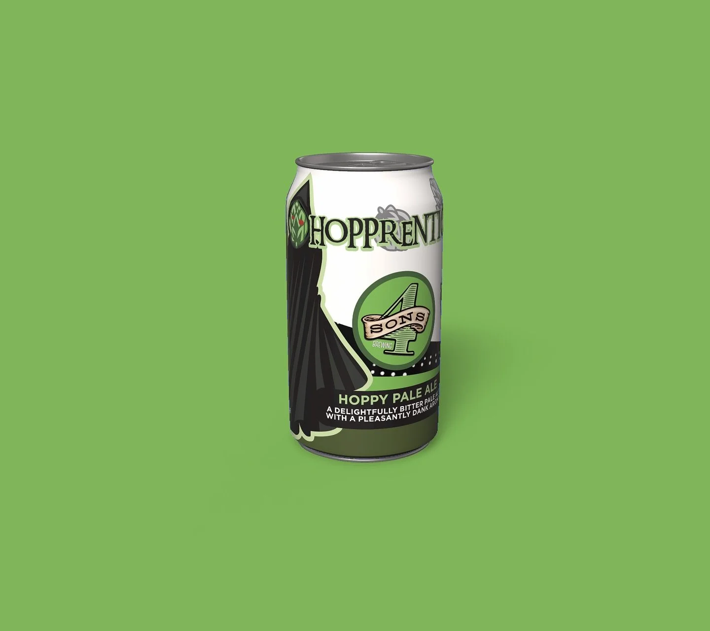 Hopprentice Hoppy Pale Ale for @foursonsbrewing and part of a 3 style 12 pack that was sold to @costco over 2022.

Looking for an experienced label/packaging designer for your next project? Send me a DM! Let&rsquo;s work together.

.
.
.
.
.
.
#desig