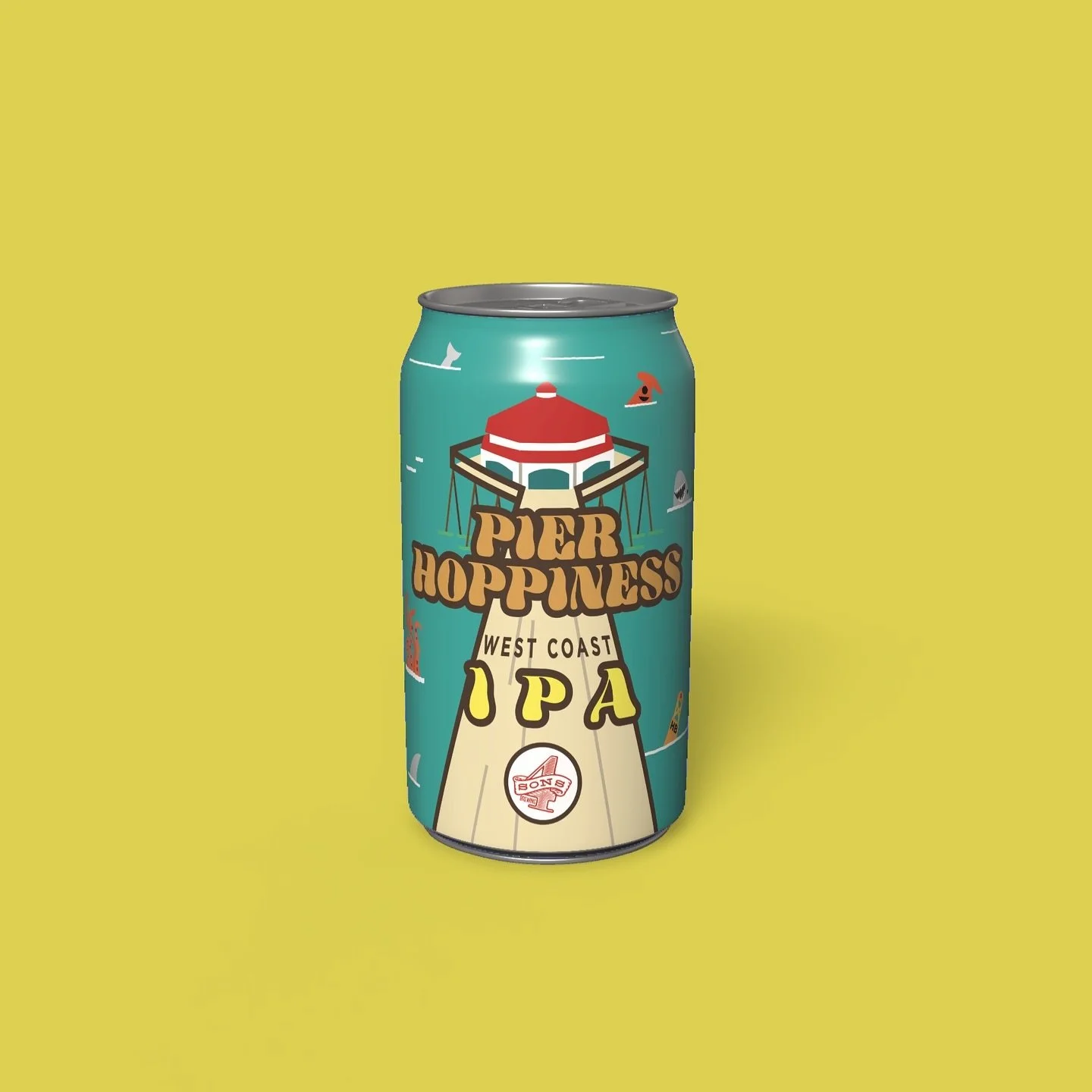 This design &ldquo;Pier Hoppiness&rdquo; was designed to pair with a 12 pack that would ship to @costco over 2022. I grew up around Huntington Beach and lived there for a couple years in my teens. The time I spent hanging out near Main Street and the