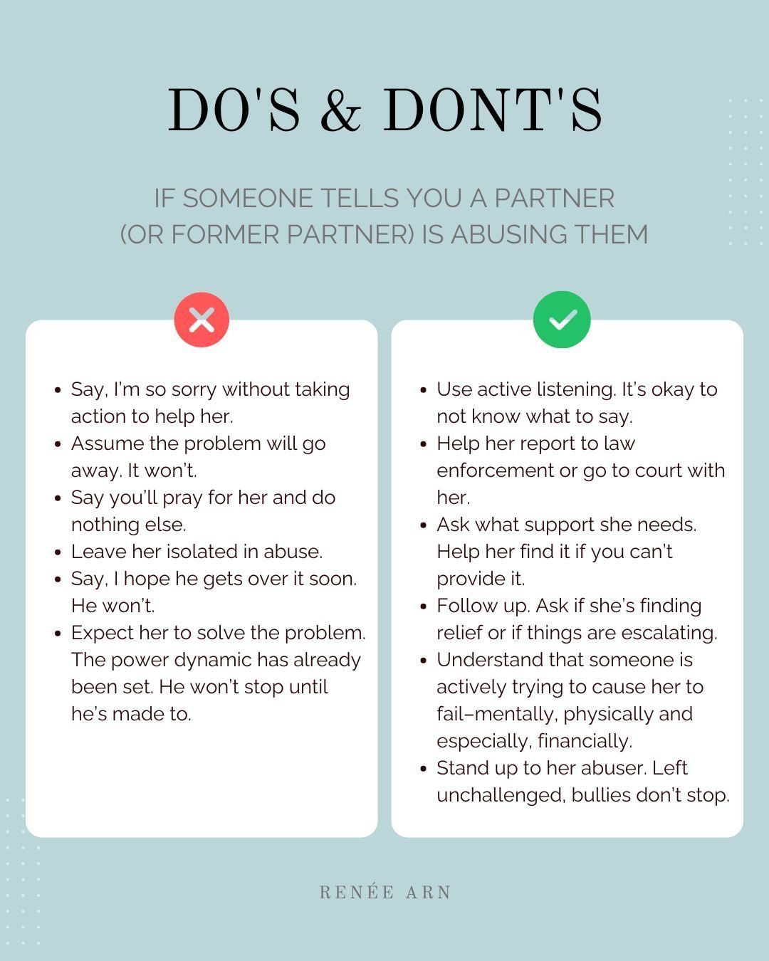 If someone is talking to you about abuse, they trust you. If you don&rsquo;t have the capacity to engage, just say so and encourage them to keep speaking up to others. 

#advocacy #community #abuse #traumarecovery #mentalhealth #domesticviolence #dva