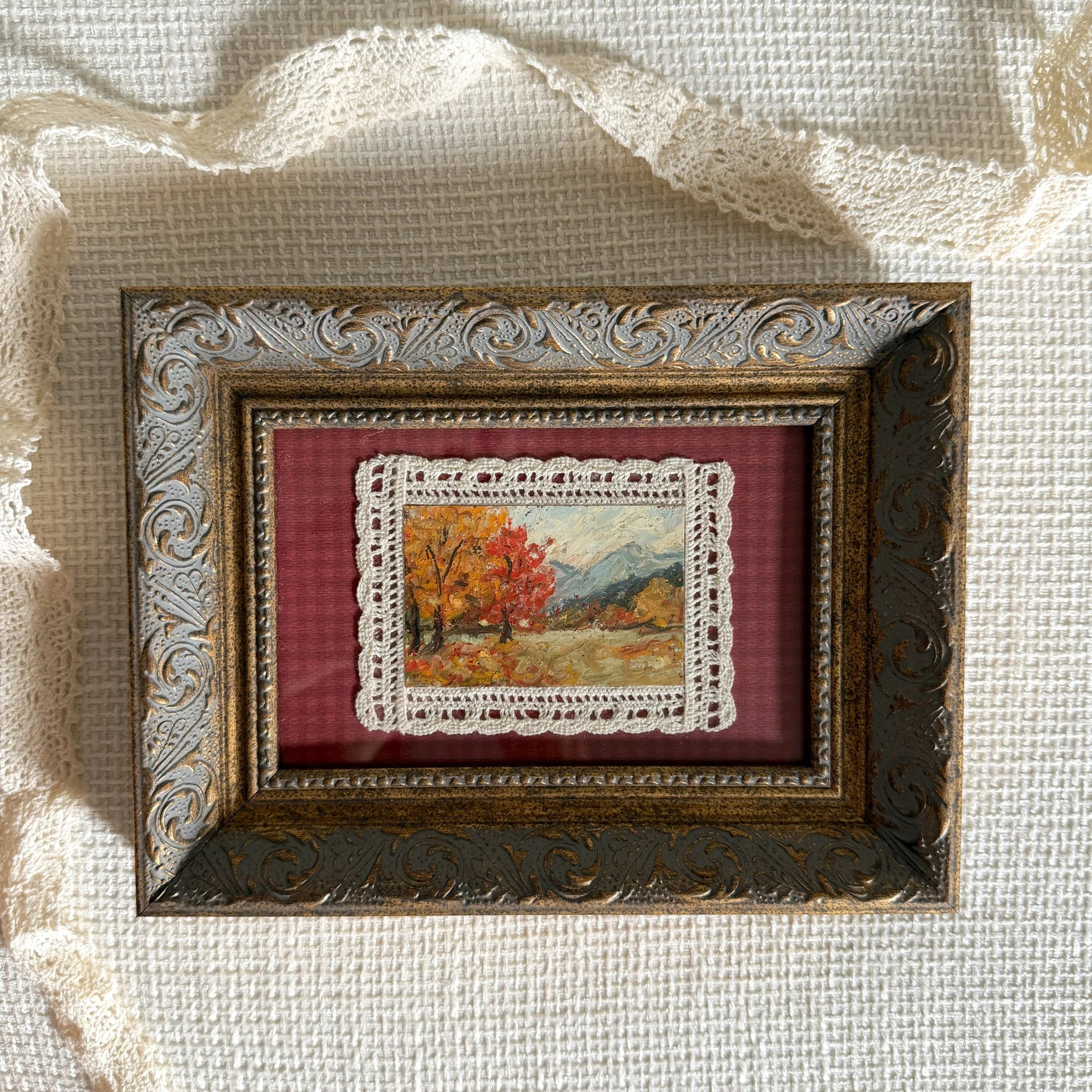 Tis Autumn - Framed Mini Original Oil Pastel