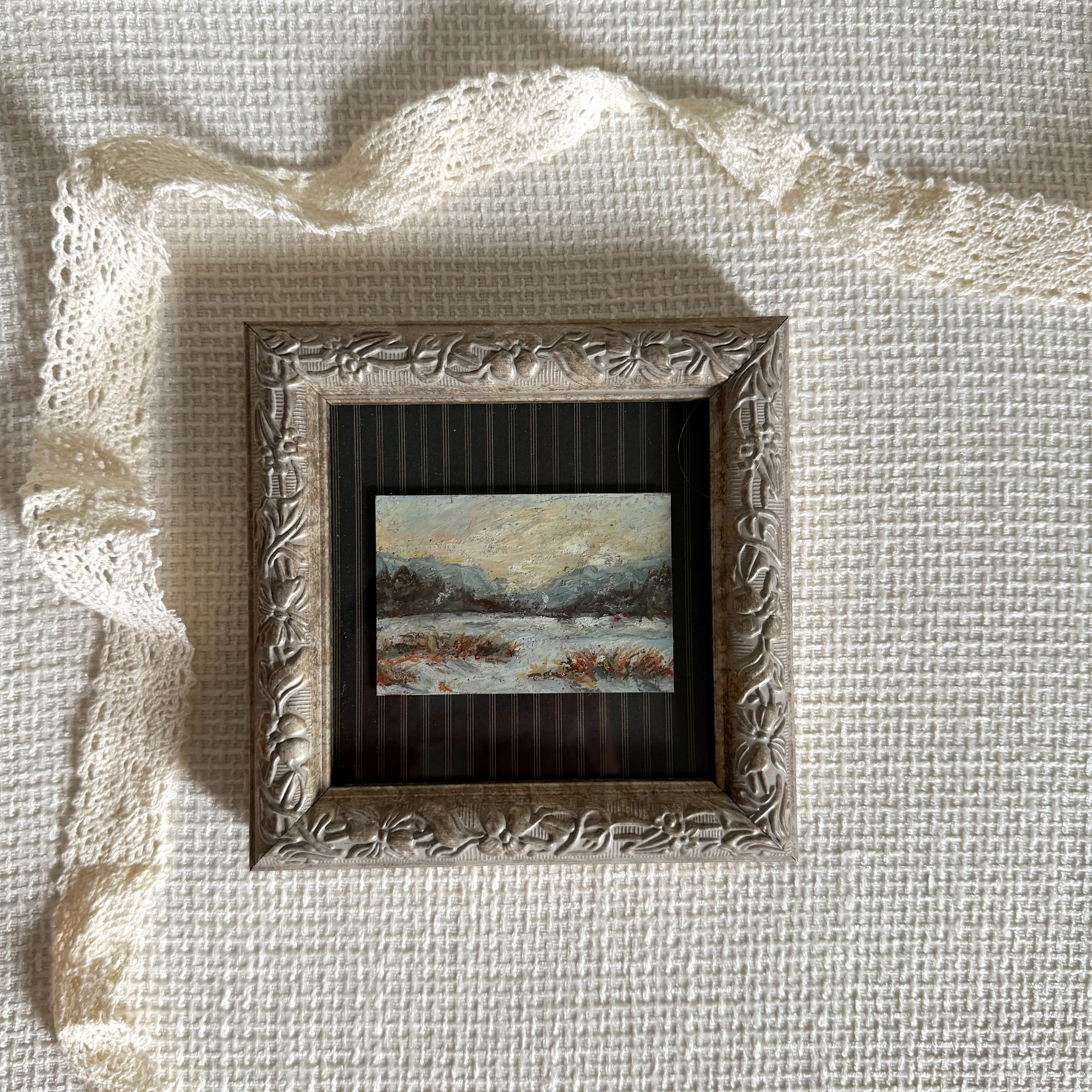 Winters Edge - Framed Mini Original Oil Pastel