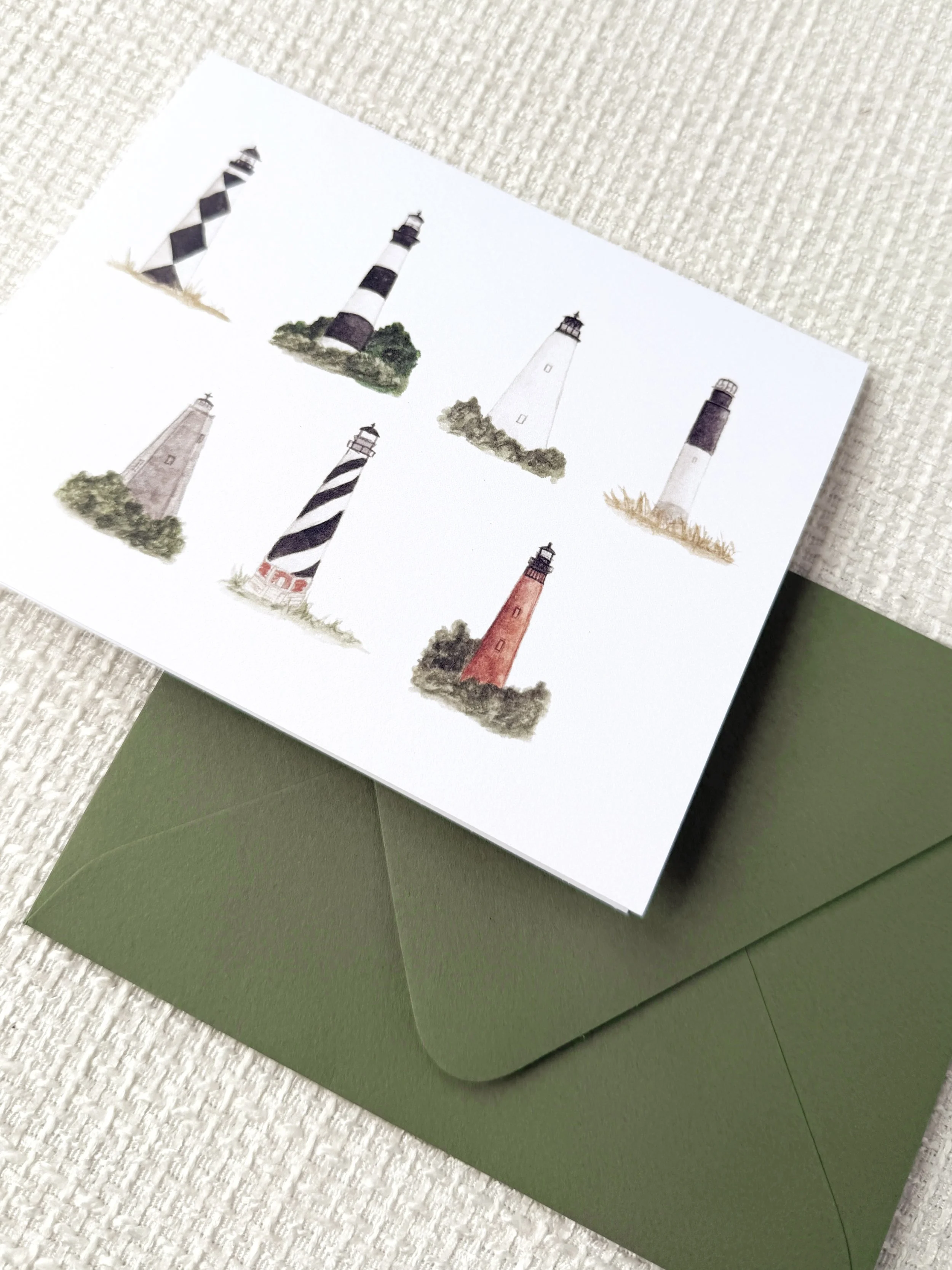 NC Light Houses Greeting Card