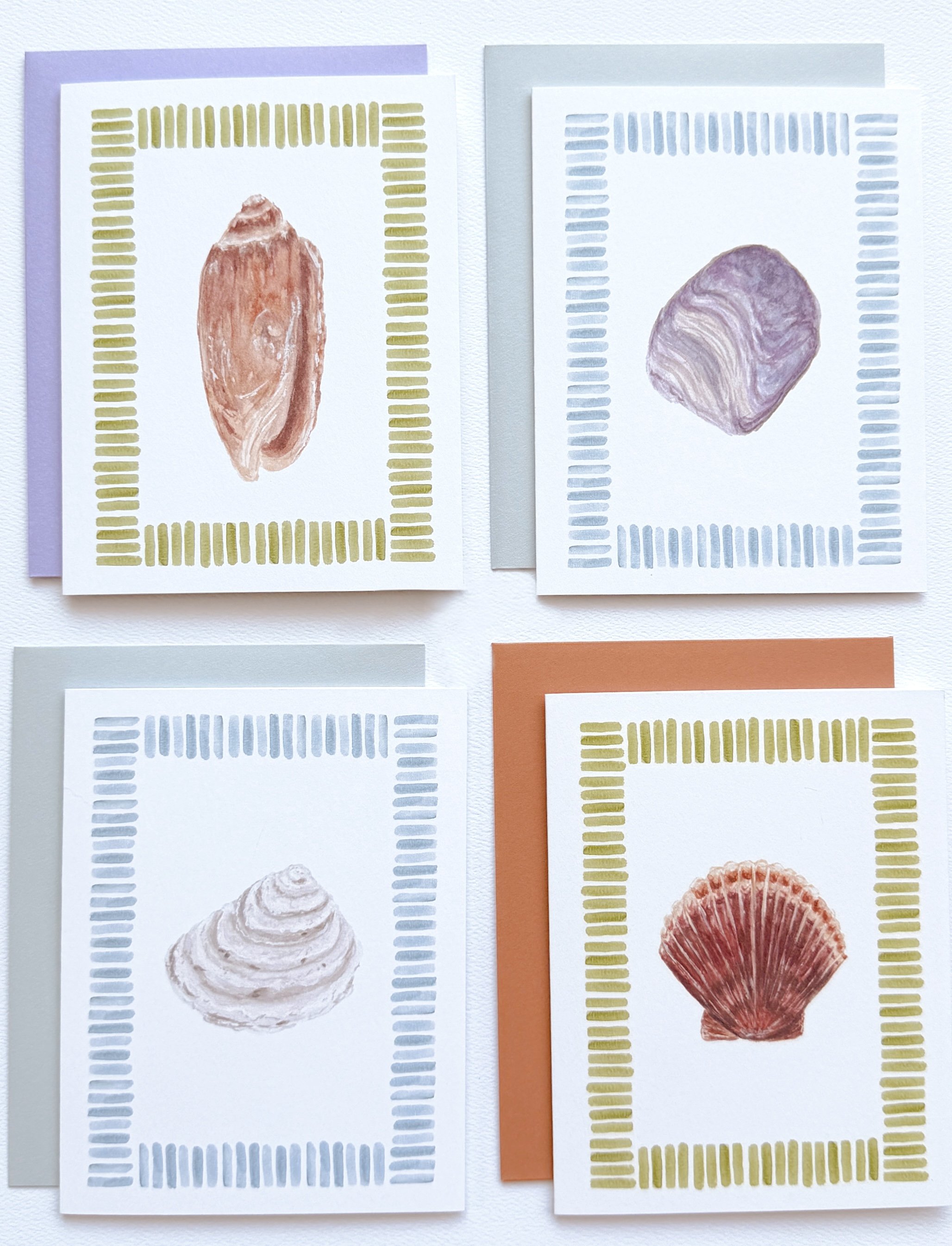 Watercolor Shell Greeting Cards