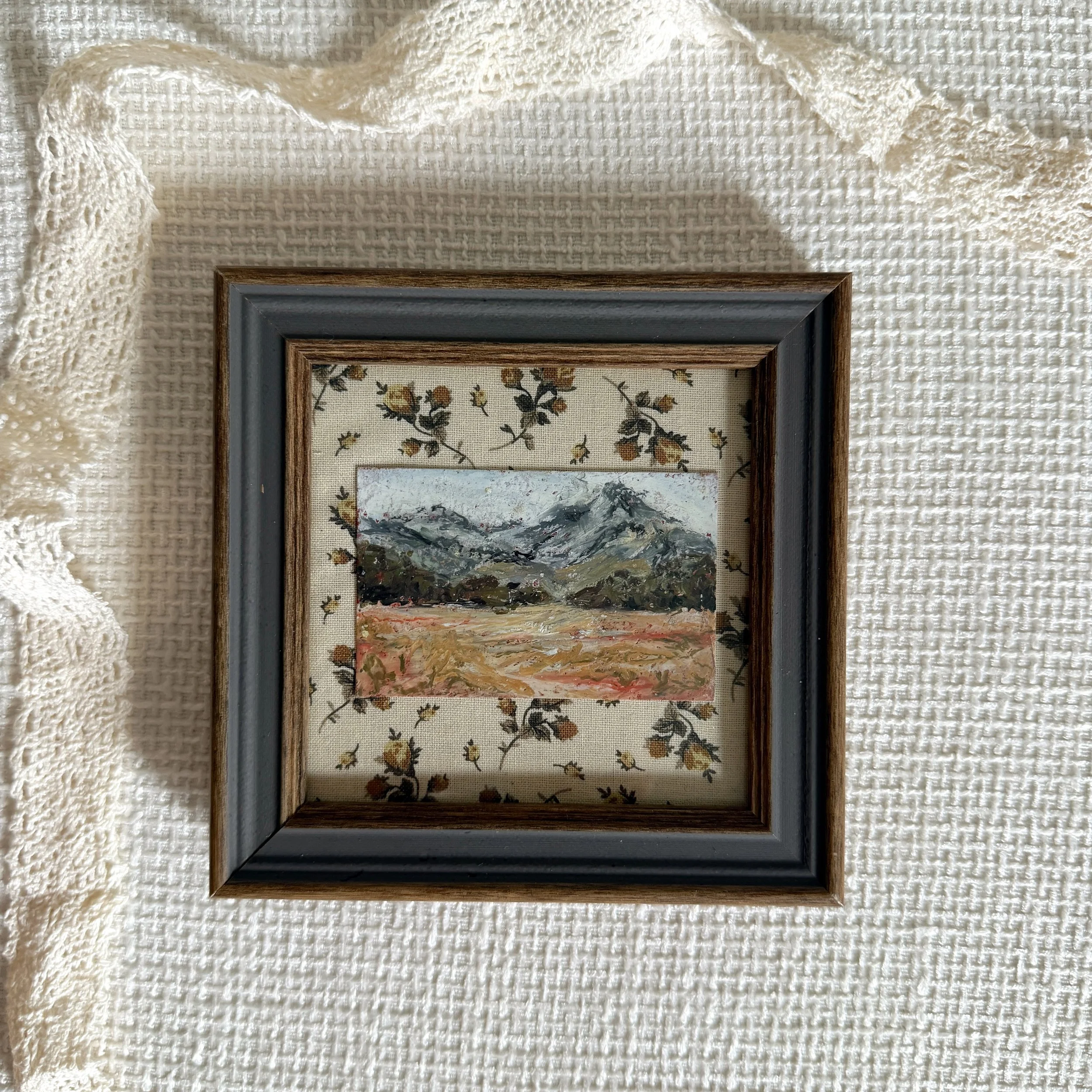 Sleeping Peeks - Framed Mini Original Oil Pastel