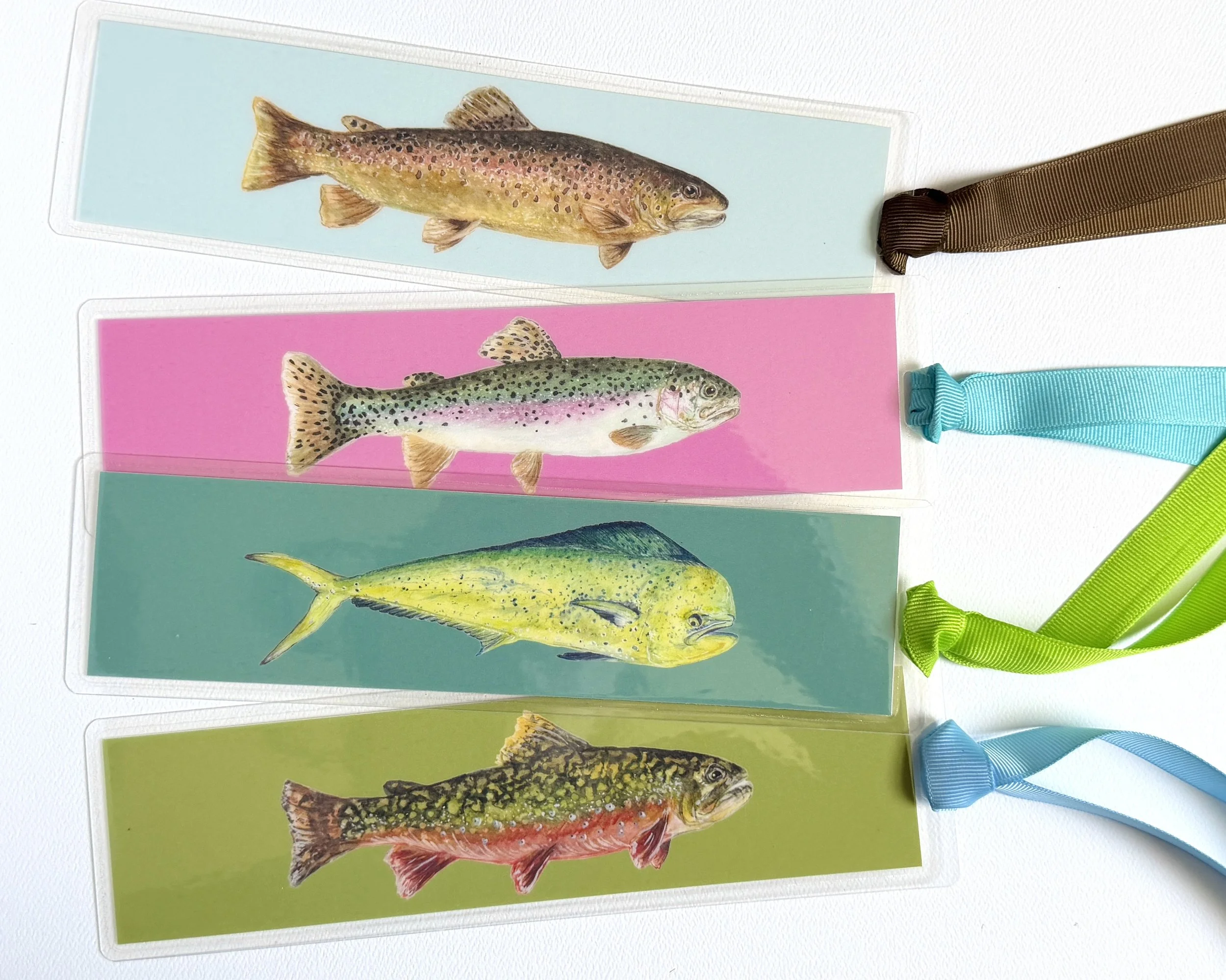 Laminated Watercolor Fish Bookmarks
