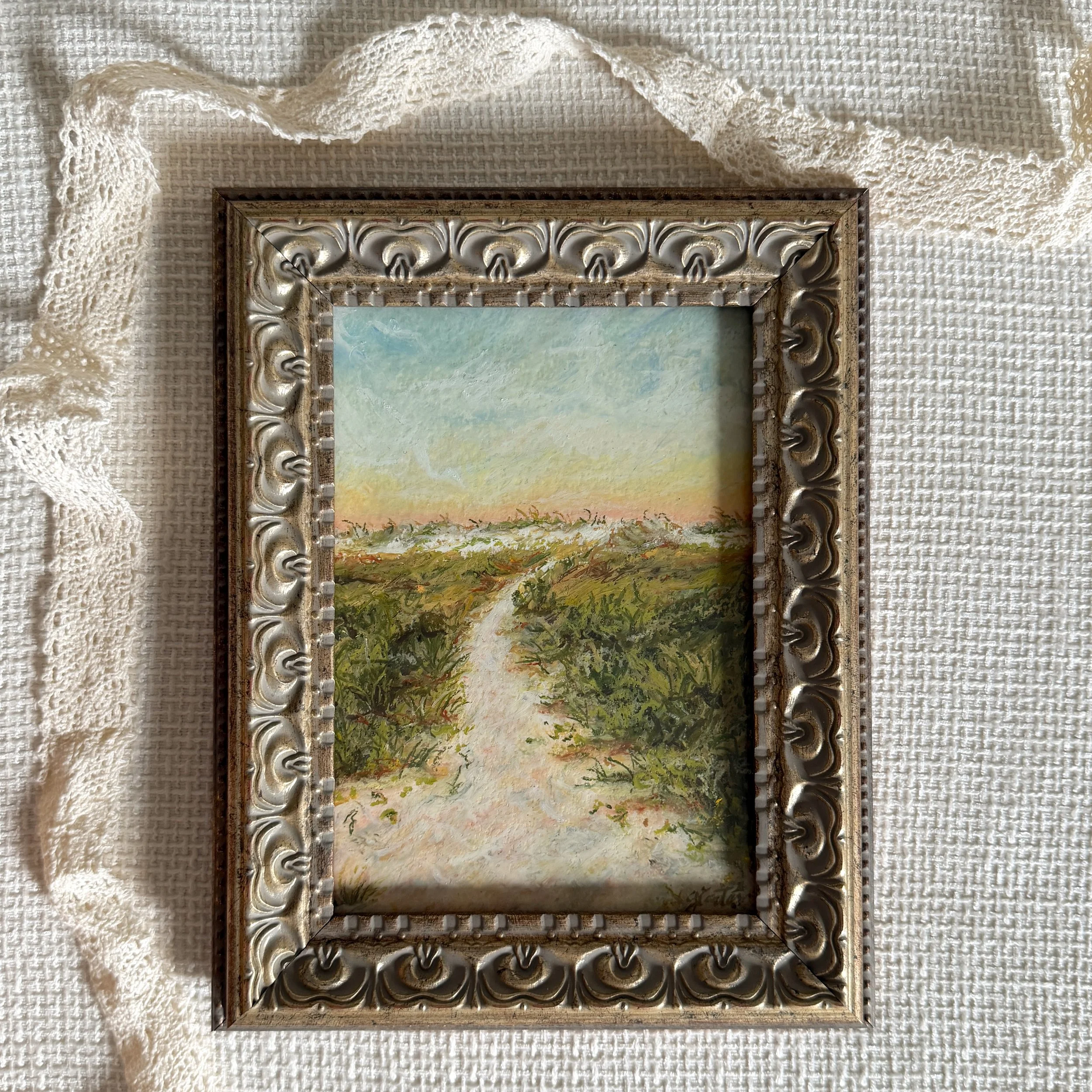 Dunes - Framed Original Oil Pastel