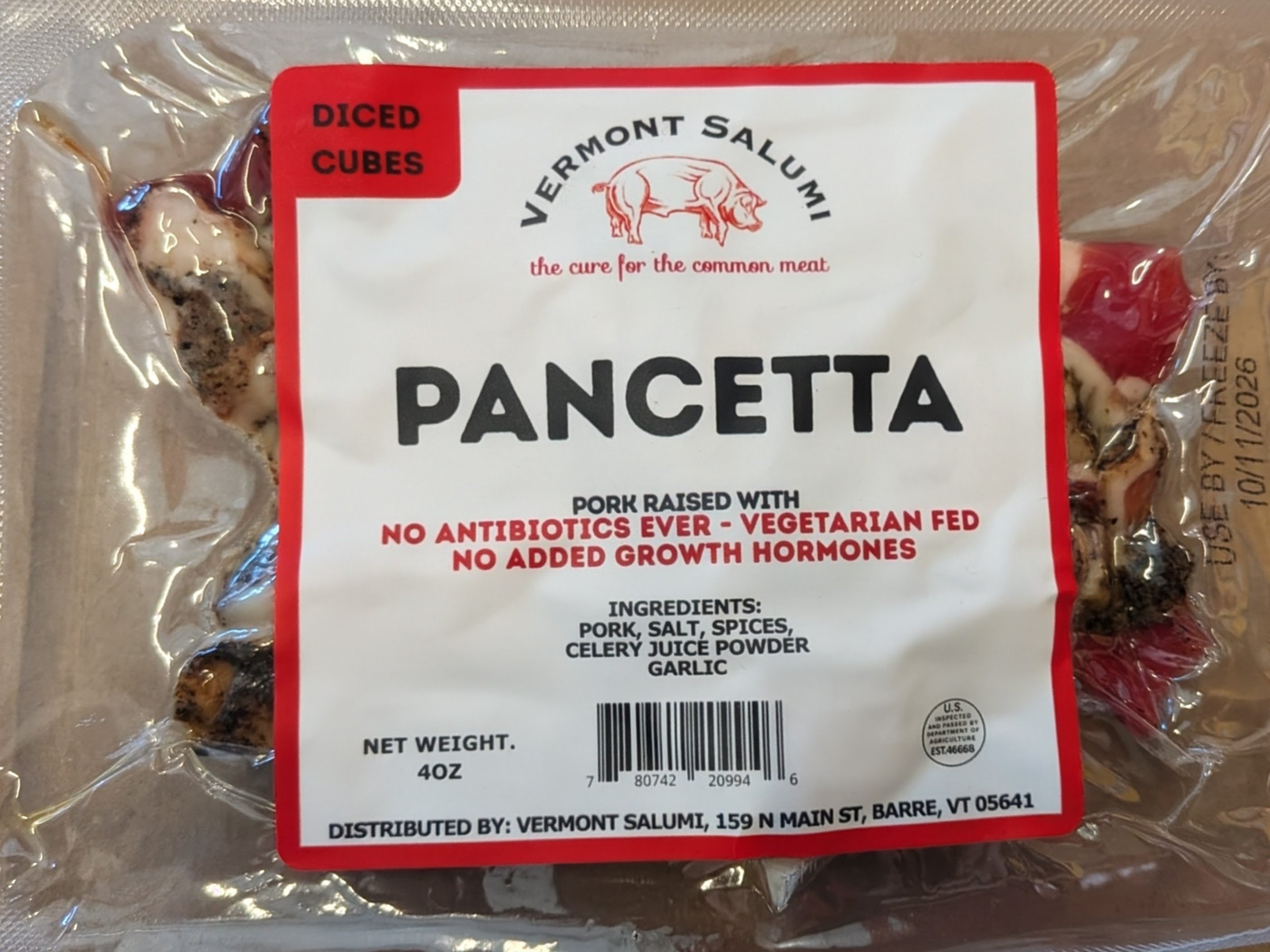 Diced Pancetta 16x4oz packs