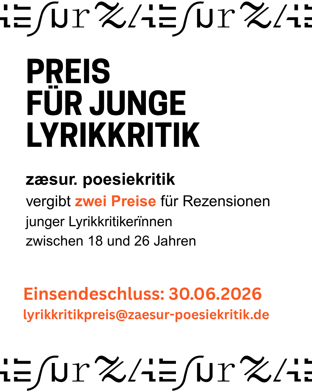 zæsur. poesiekritik – Preis für junge Lyrikkritik