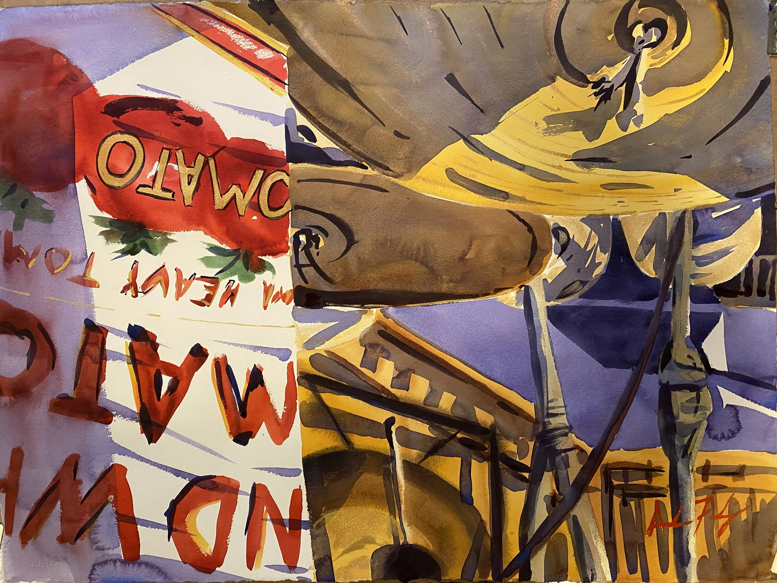 "Canned Groove"
watercolor on paper
22X30