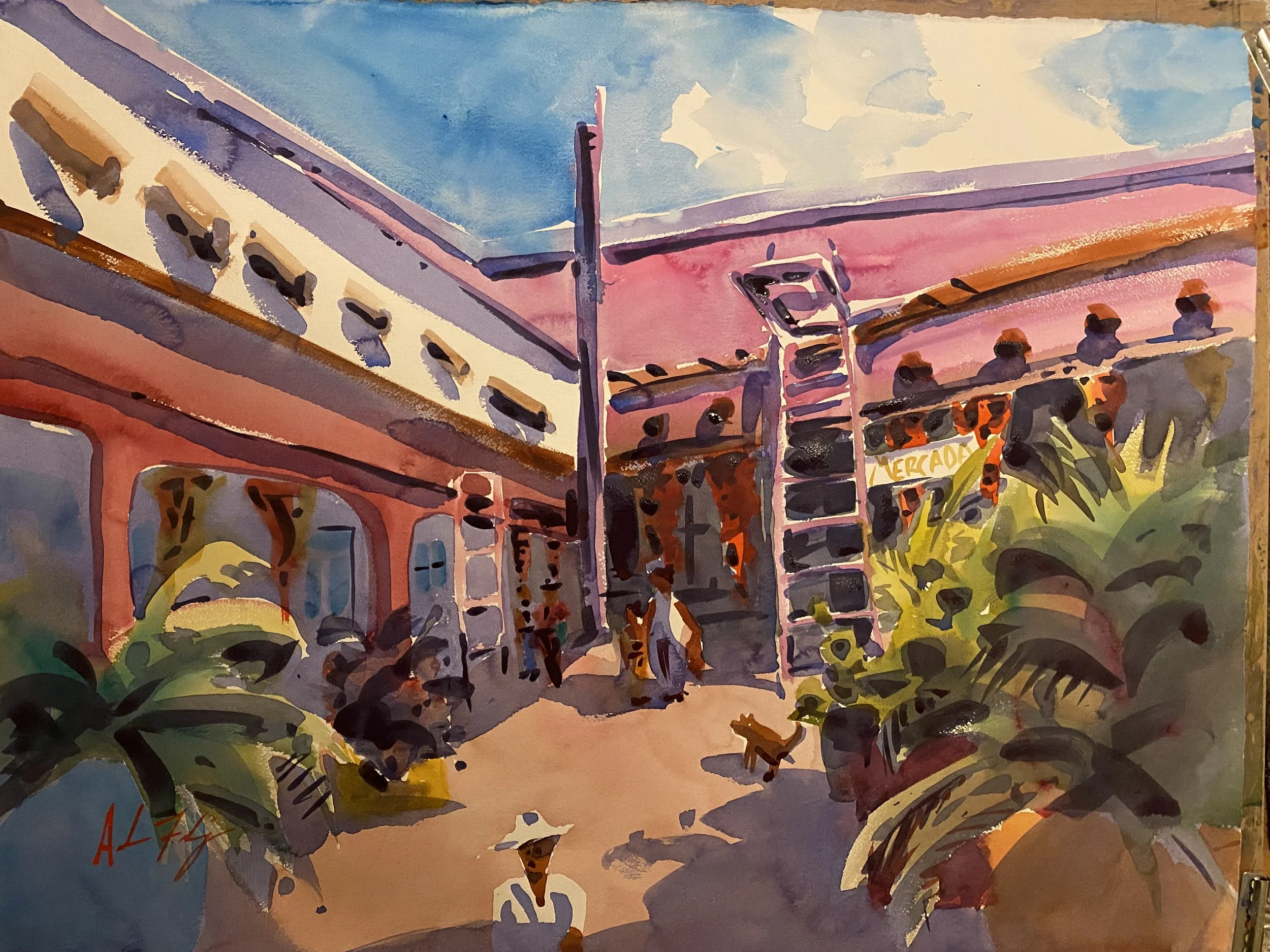 "Santa Fe Market"
watercolor on paper
22X30