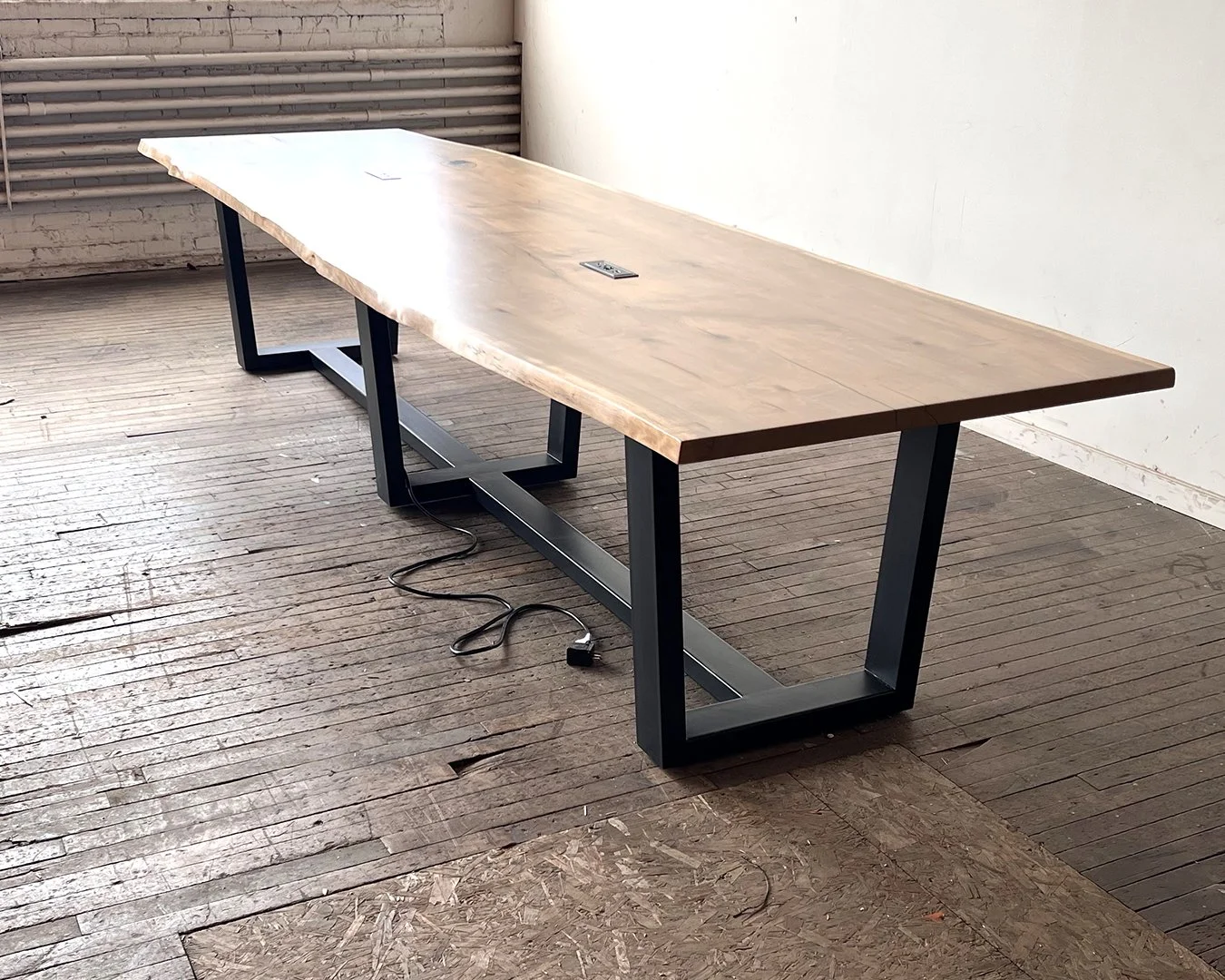 Live Edge Meeting Table with Power