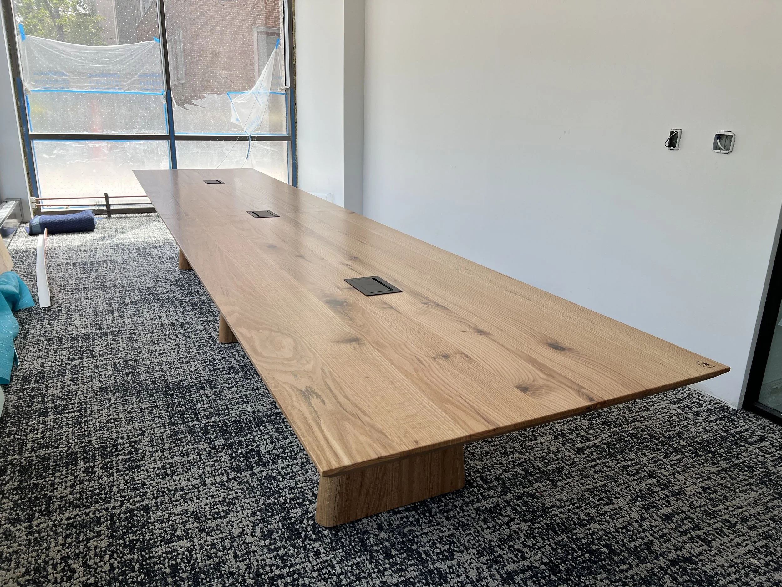  Rectangular Oak Table with power units