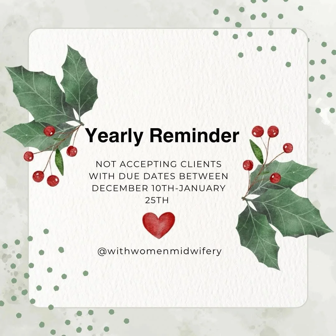 ▪️Black out dates▪️

Just your yearly reminder&hellip;no baby making between 3/19-5/4 if you desire to have a home birth with WWM🙂

Midwife Jordan will be taking time off at the end of the year to enjoy the holidays with family &amp; for rest/recove