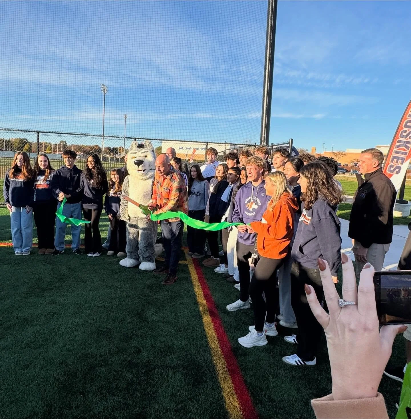 NNHS Boosters was excited to be present to celebrate the ribbon cutting ✂️ for the new Naperville North turf facility. This state of the art turf will benefit ALL Huskie students through its use during Physical Education classes, student activities a