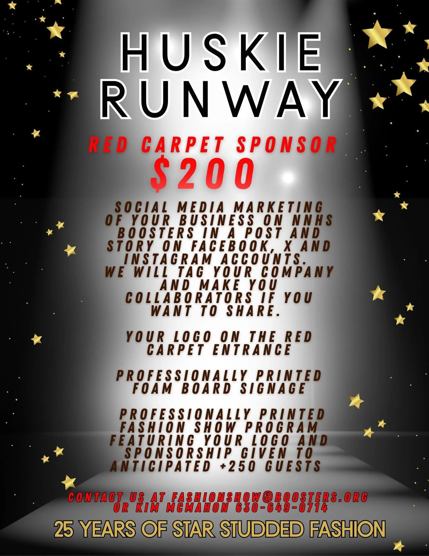 ⭐️ Become a Huskie Runway Sponsor‼️
25 Years of Star Studded Fashion ⭐️ 

Naperville North families this is your chance to support one of our biggest Boosters fundraisers of the year and put your business in front of thousands of local eyes!

✨ For j