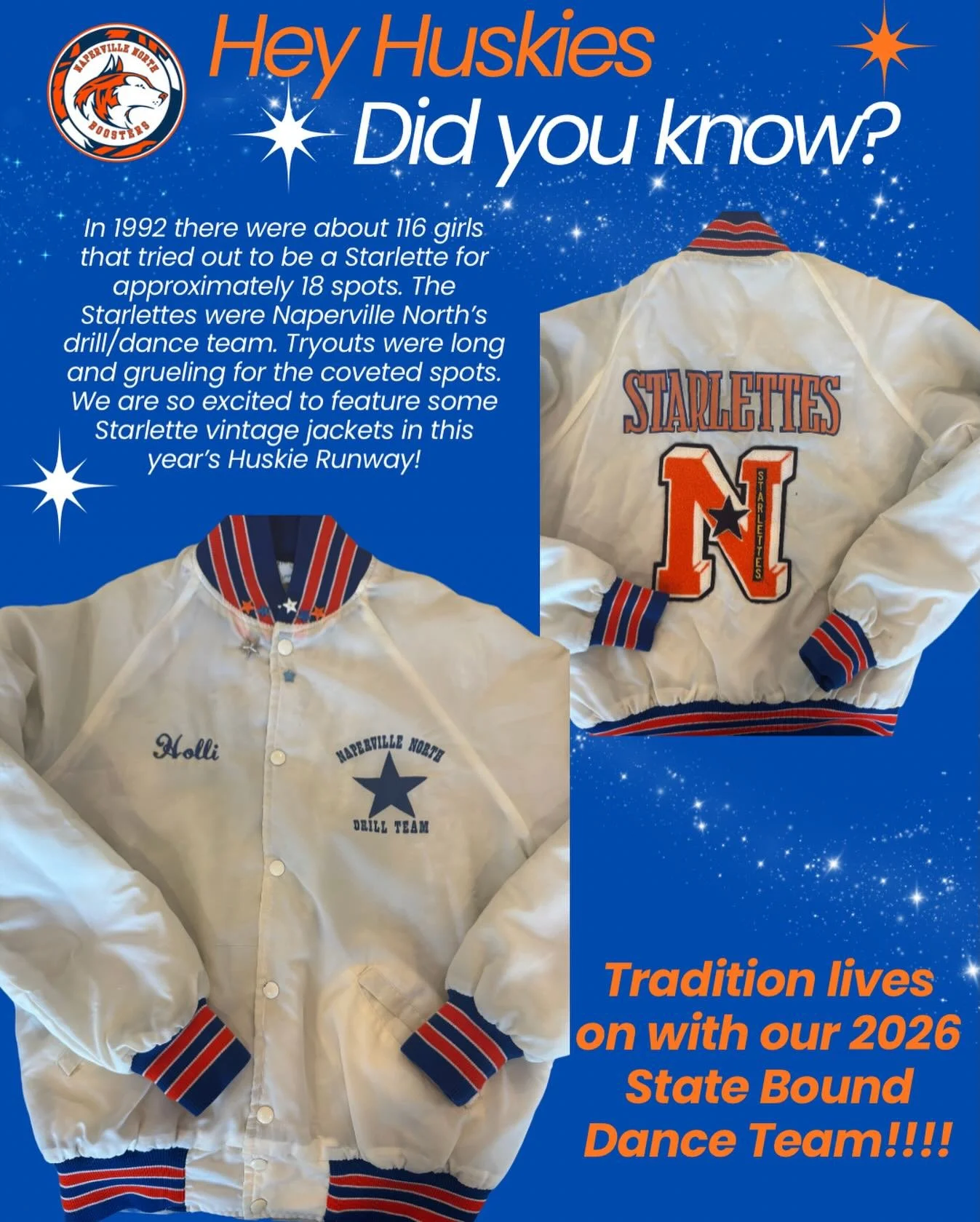 🚨𝗛𝗨𝗦𝗞𝗜𝗘 𝗔𝗟𝗨𝗠𝗡𝗜🚨
 We have over 40 Letterman or Vintage Athletics/Activities jackets secured for Huskie Runway. We need 6️⃣0️⃣ more‼️‼️‼️

Huskie Runway (Senior Fashion Show) is celebrating  25 years of Huskie Fashion‼️We are hoping to cl