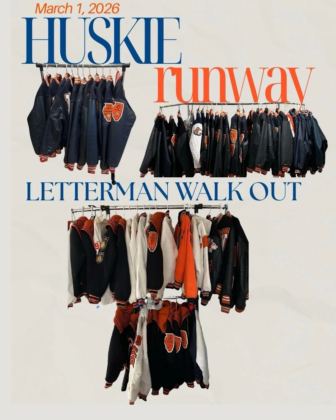 📣Huge thank you to all of our alumni donor families who shared ➕ 💯 Letterman and vintage varsity jackets to help us close out an unforgettable Huskie Runway Fashion Show next weekend on Sunday, March 1‼️🧡💙

These pieces of Huskie history are will