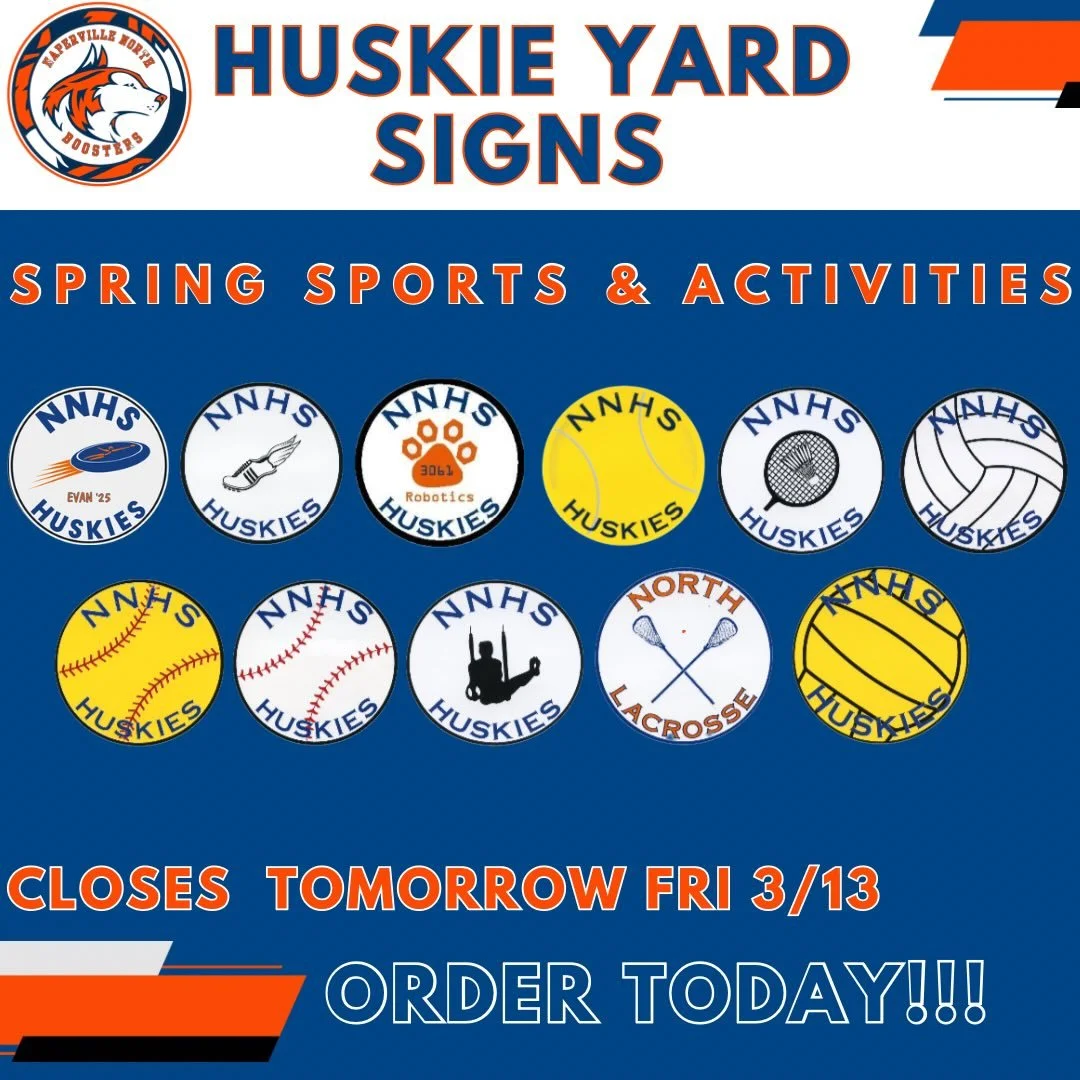 🟠🔵Don&rsquo;t delay &mdash; the Spring Sports &amp; Activities Yard Sign sale ends tomorrow‼️

⚽️🎾🥎⚾️🥍🤽&zwj;♀️You made the team, now show your Huskie pride. Order your yard sign today for delivery after spring break.

🔗 nnhsboosters.org