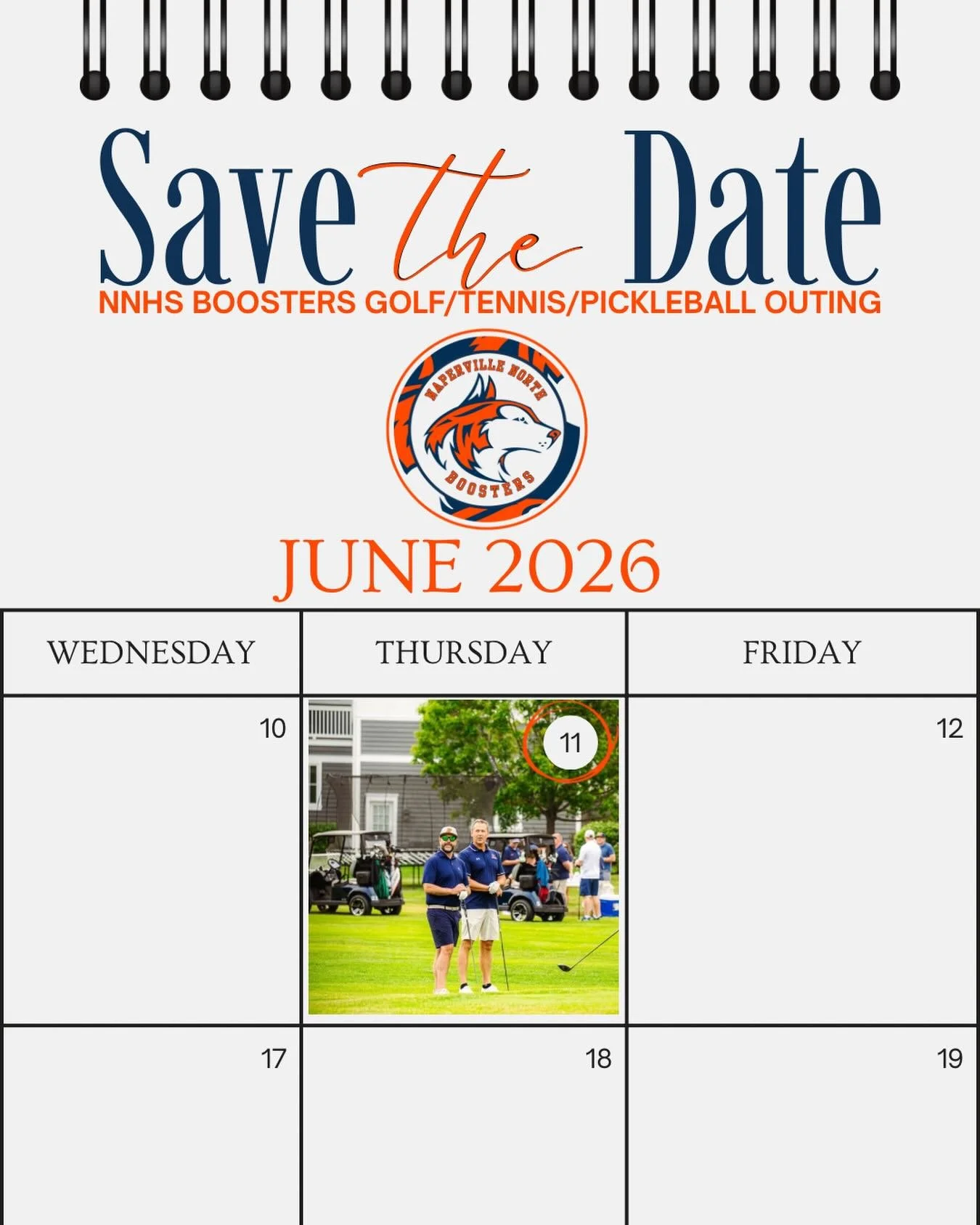 SAVE THE DATE 🚨
One of the BIGGEST Boosters events of the year is coming‼️

📍 Cress Creek Country Club
📅 Thursday, June 11, 2026

⛳️ Golf
🎾 Tennis
🏓 Pickleball
🍹 Happy Hour
🎉 After Party

Let&rsquo;s close out the 2025&ndash;26 school year the