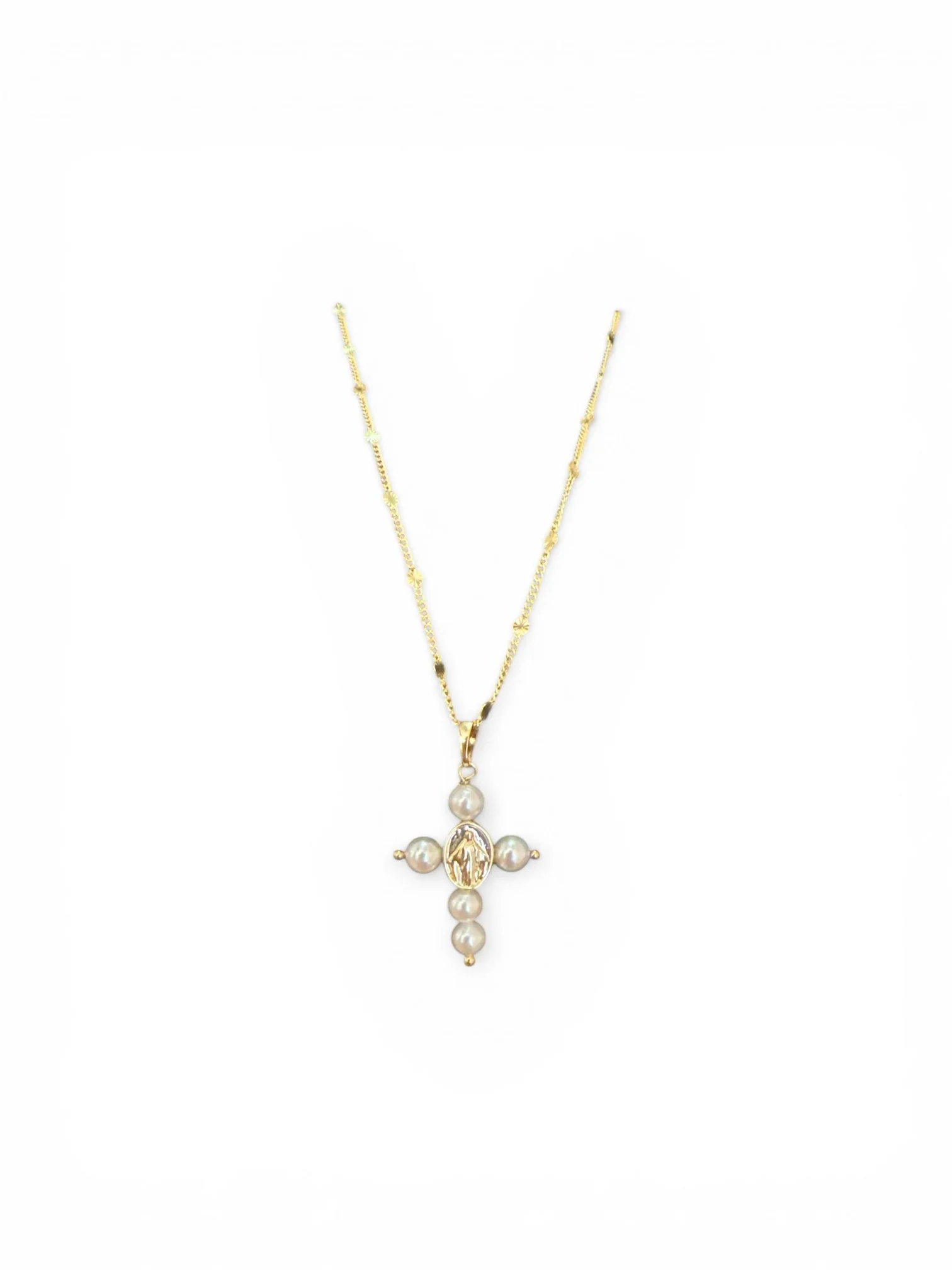Pearl Cross Mary Pendant