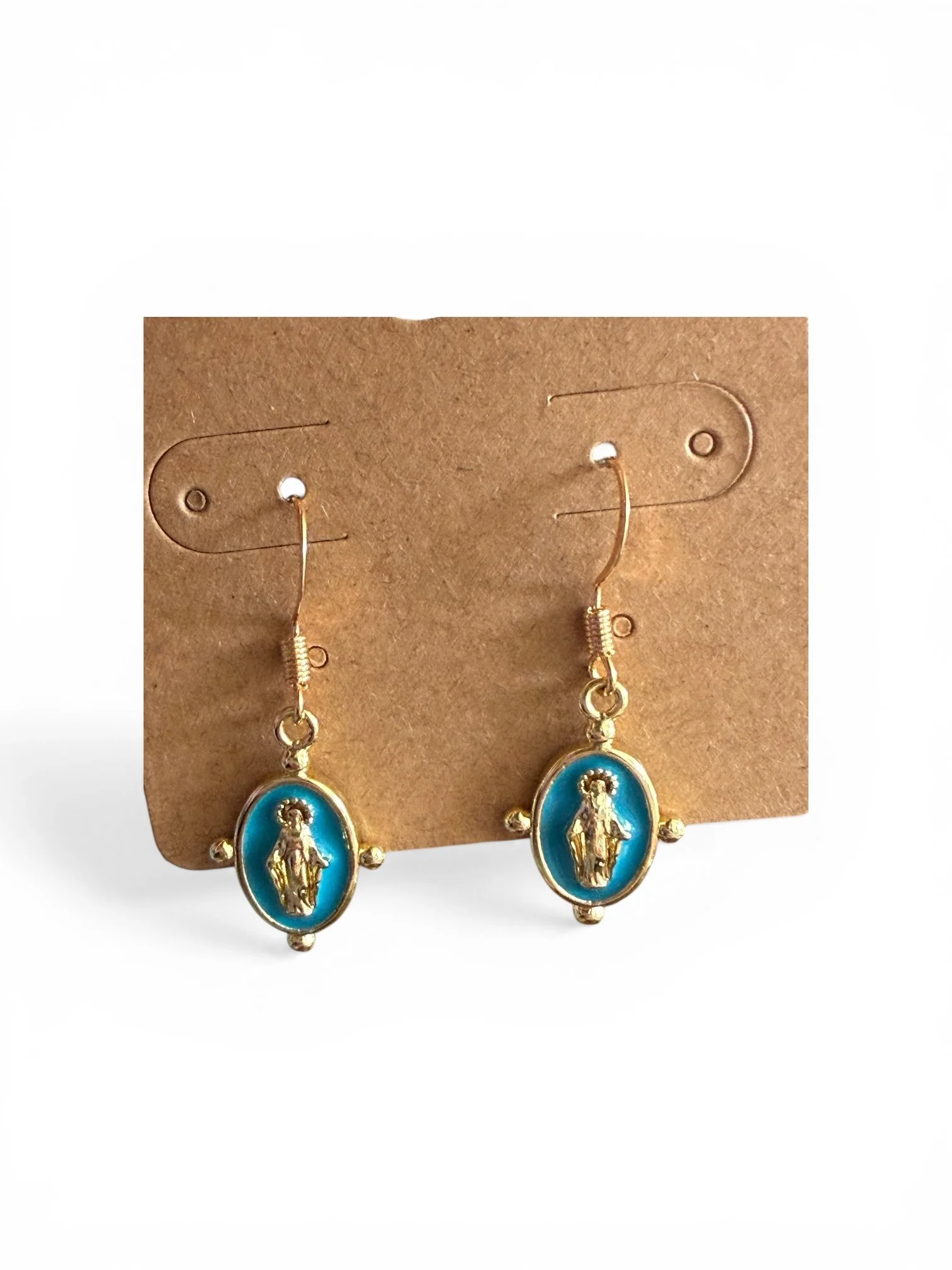 Gold and Enamel Mary Earrings