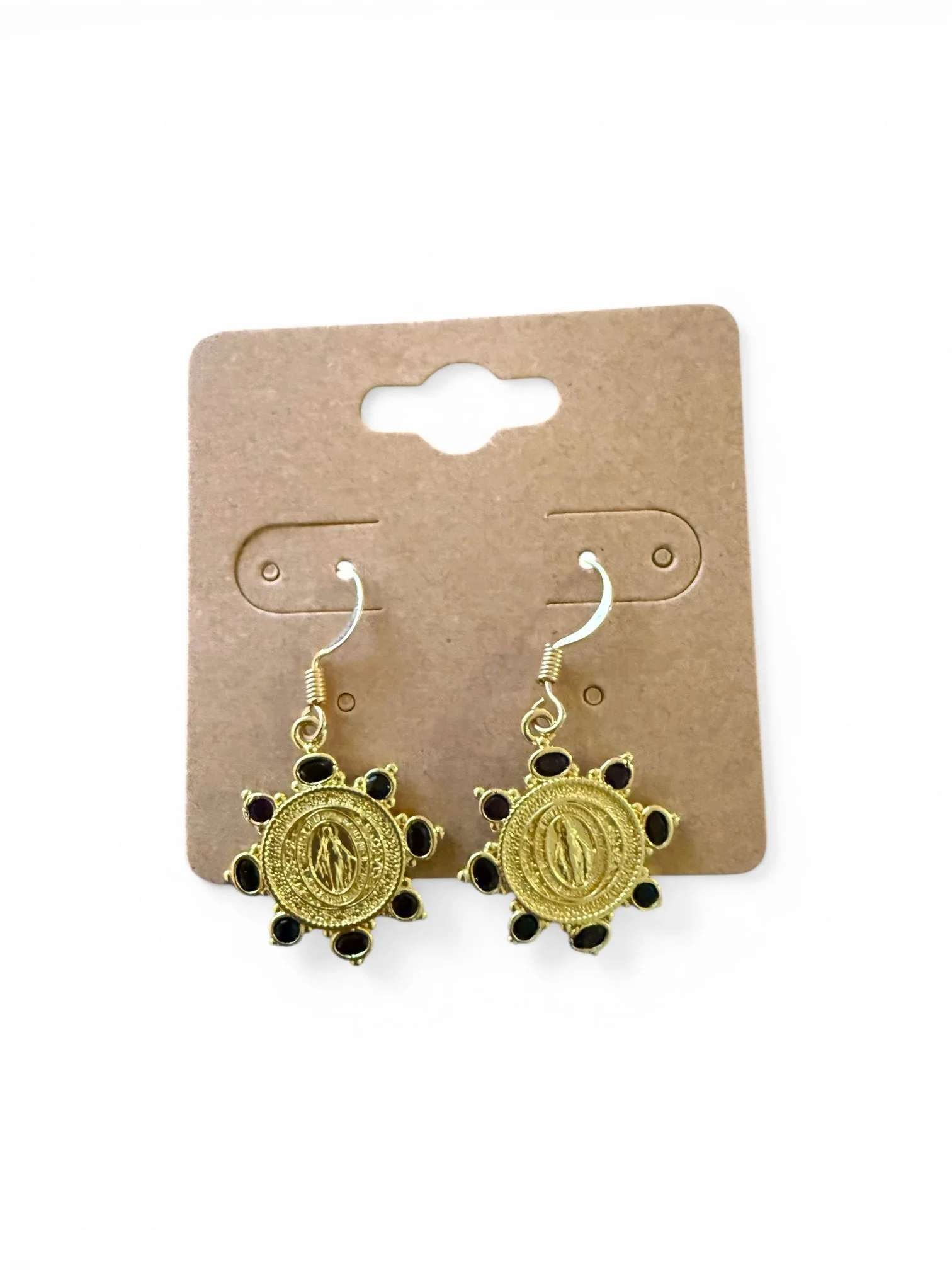 Gold and Black Mary Earrings