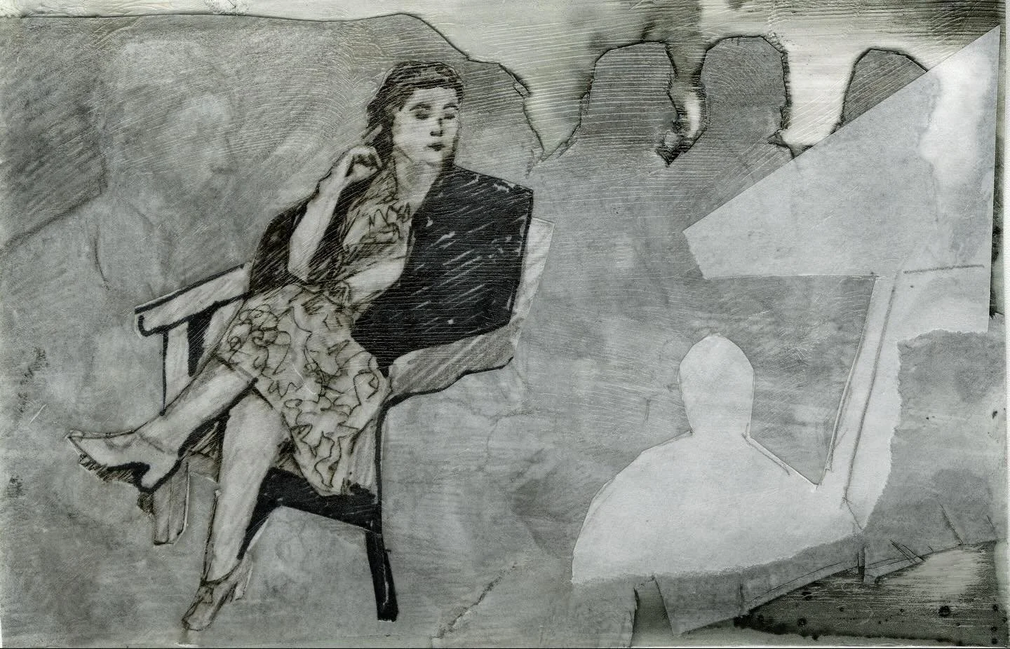 Tiny little #collage with vellum, ink, pencil, pen, etc