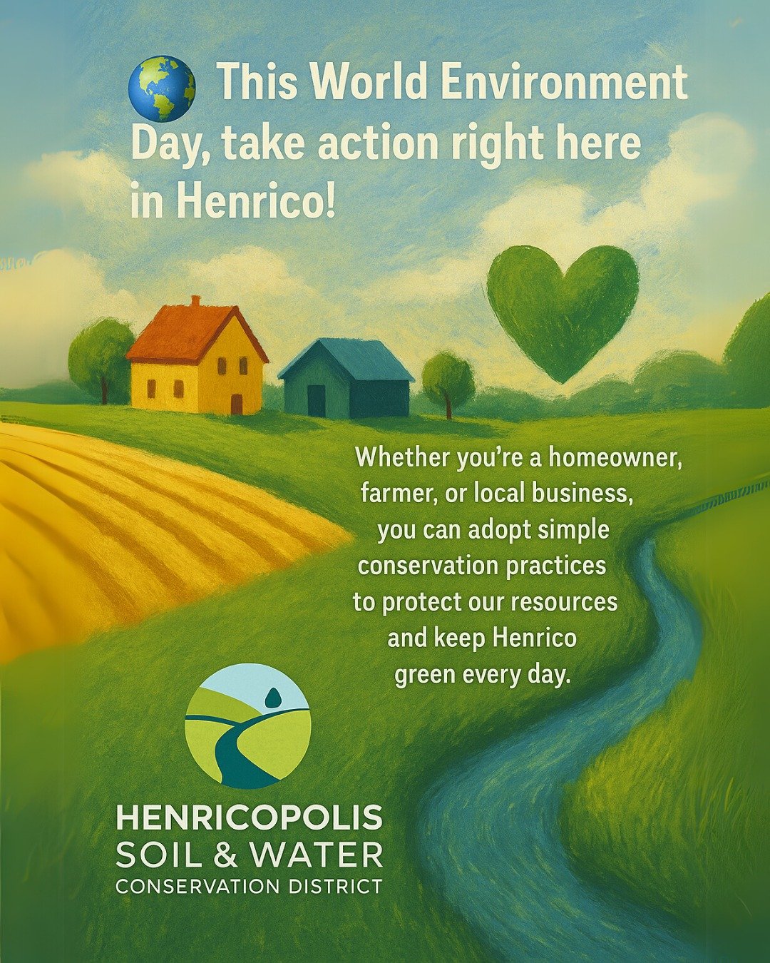 🌍 This World Environment Day, take action right here in Henrico!
Whether you're a homeowner, farmer, or local business, there are simple conservation practices you can adopt to protect our natural resources and help your land thrive.

Let&rsquo;s wo
