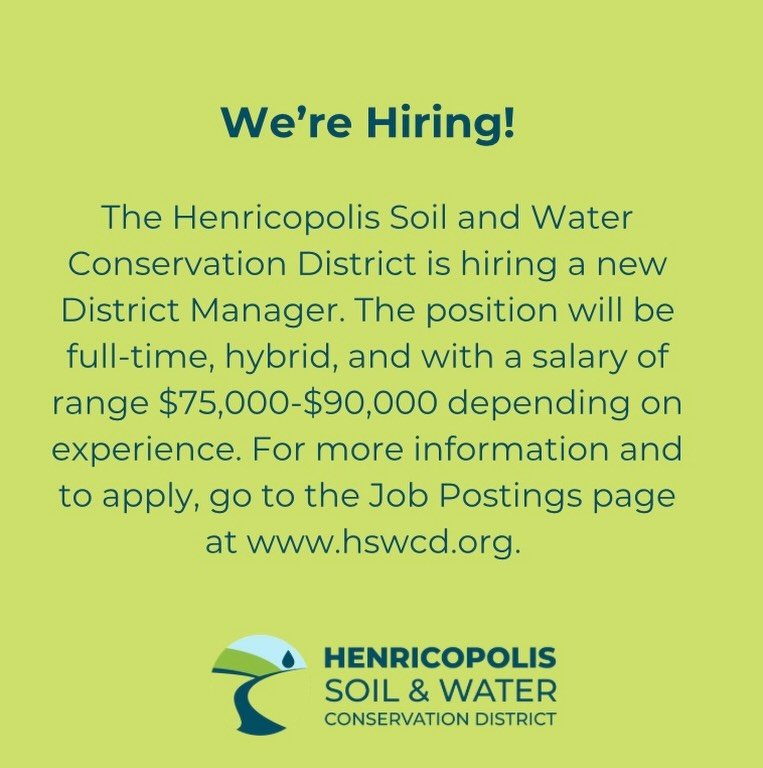 We&rsquo;re Hiring! Find out more about our open positions at www.hswcd.org!