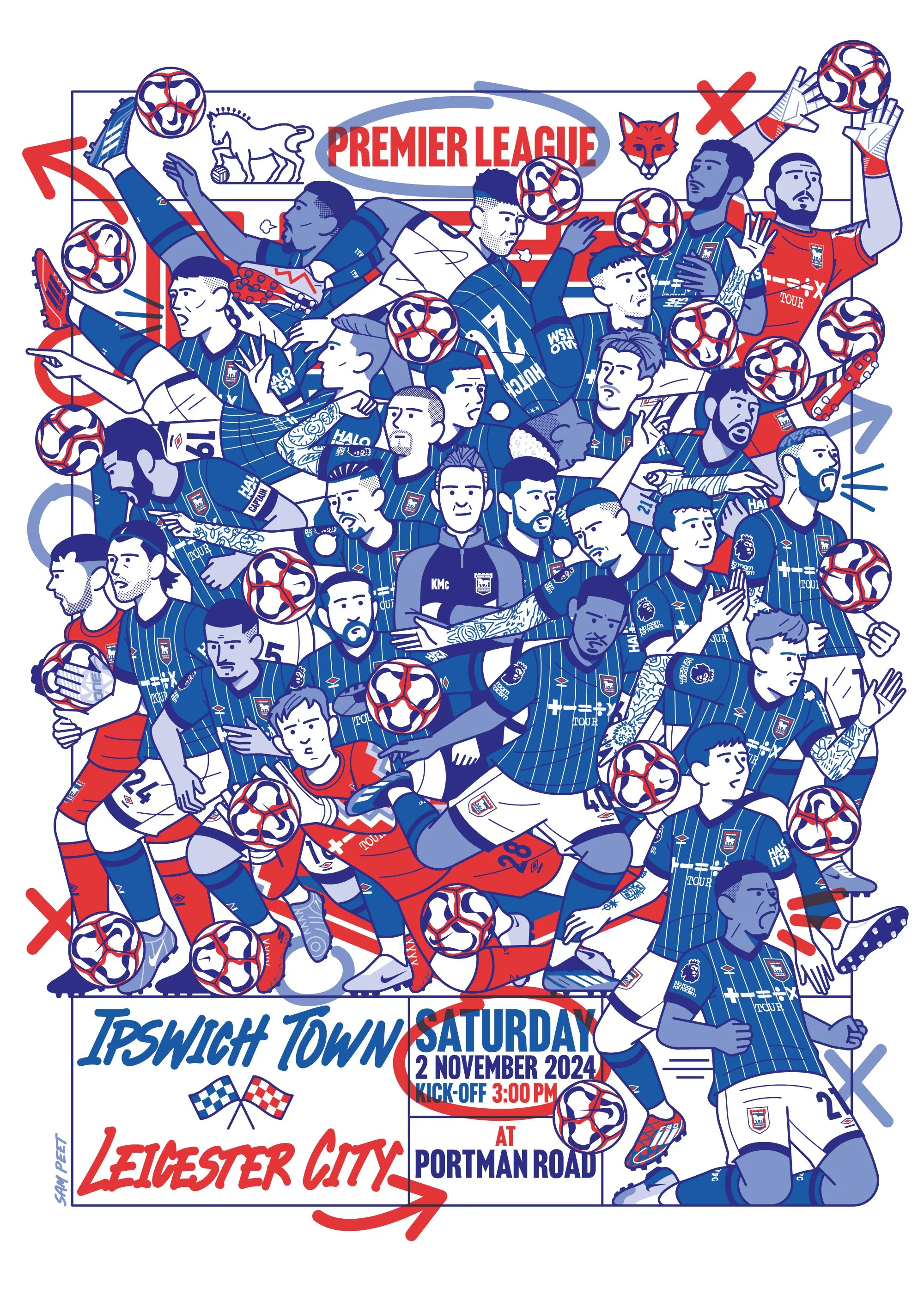 Ipswich Town v Leicester City by Sam Peet (unsigned)