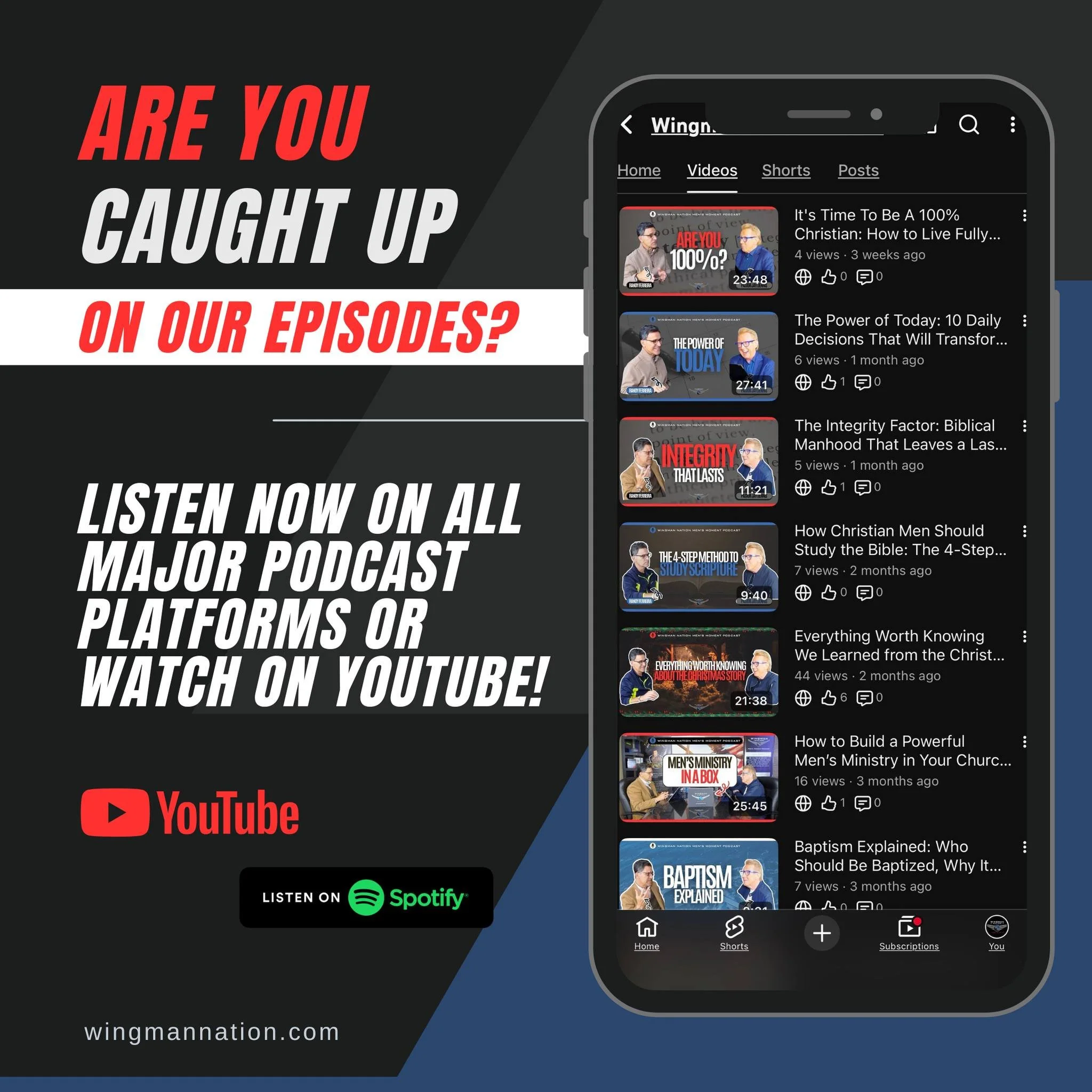 Are you caught up on the latest episodes of the Wingman Nation Men&rsquo;s Moment Podcast?

Each episode is designed to equip and encourage men to live God-centered lives, lead their families well, and stand firm in biblical truth. If you&rsquo;ve mi