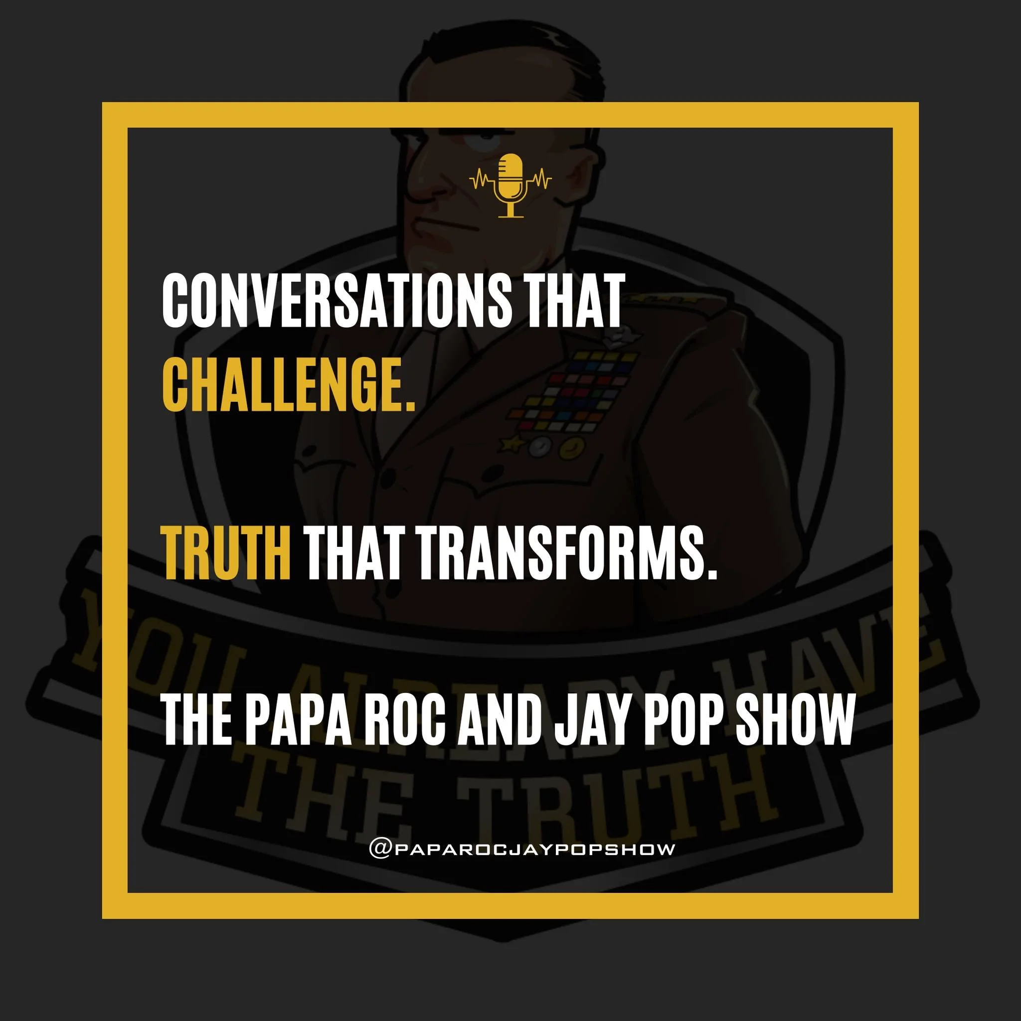 Truth still matters.

The Papa Roc and Jay Pop Show takes on today&rsquo;s toughest cultural issues and brings them back to what the Bible actually says.

🎙 Listen or watch an episode today.

#YouAlreadyHaveTheTruth #BiblicalTruth #ChristianPodcast 