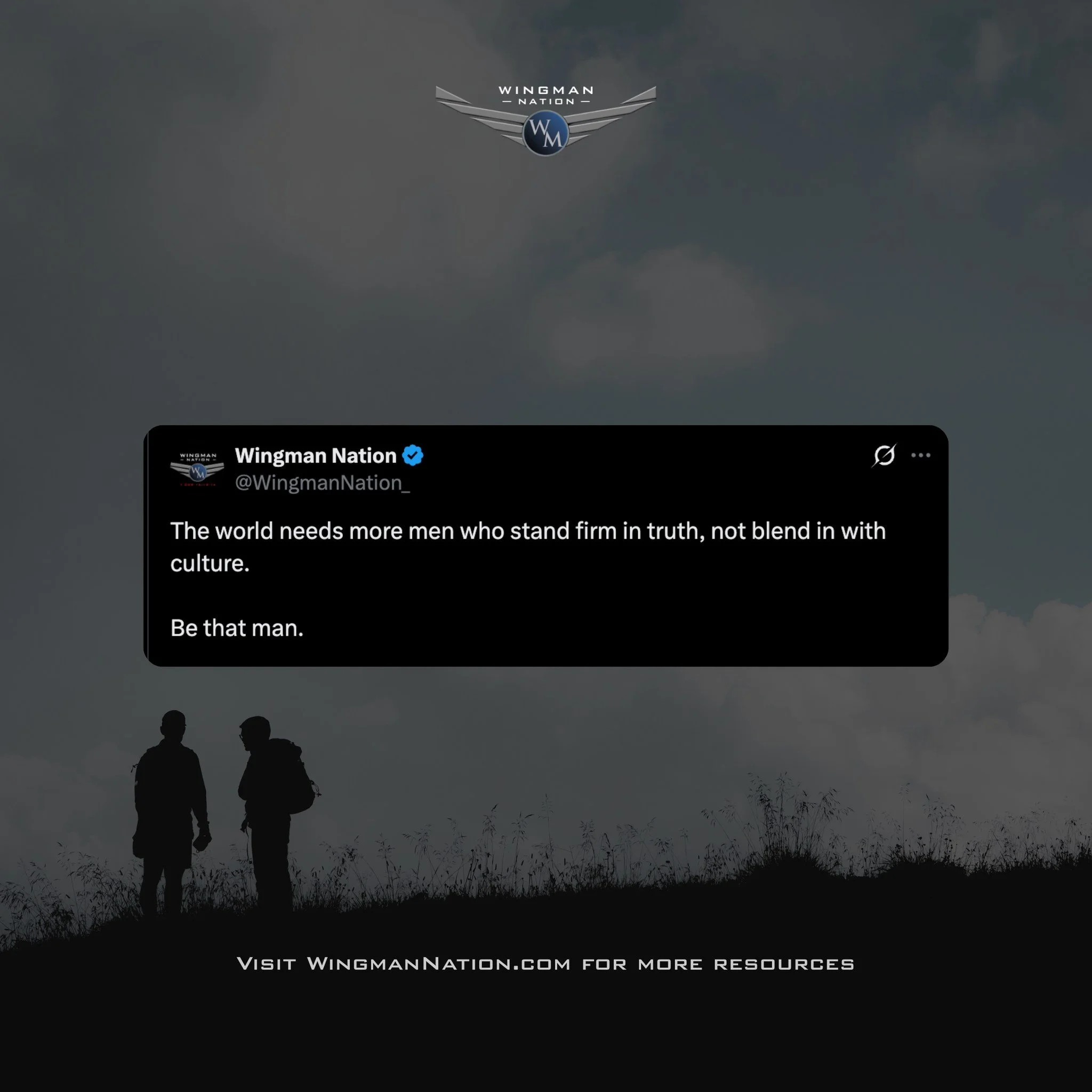 Will you stand up and be that man? 

#wingmannation #ManOfGod #faith #christianity #culture #truth #advice #motivation