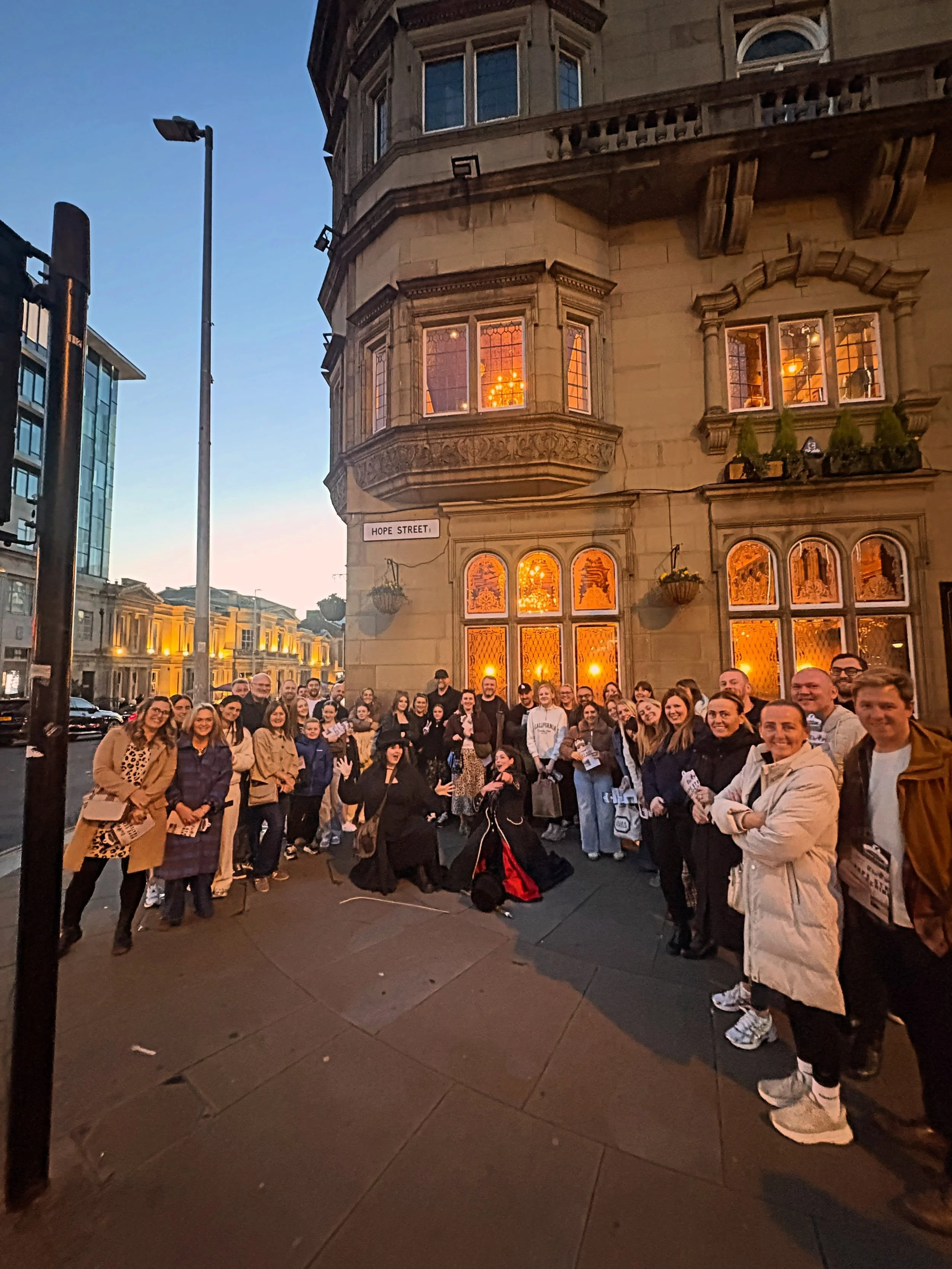 Thankyou to the passerby who snapped the moment just before we set off into the moonlight 👻 We&rsquo;re doing it all over again tonight 👻

Saturday Shivers Dished and Devoured 👻 

Do Not Go Gentle 🖤 

Join us for Family Fun Frights &amp; City Sig