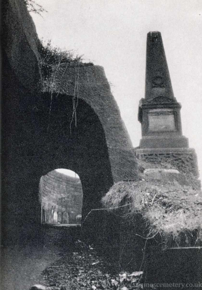 Tunnel, 1960s
Looking up the pedestrian tunnel cut into the rock. A large obelisk is on the slope to the right of the tunnel and appears to be marked on the Ordnance Survey map of 1847.

Source:
Graham Smith/David Wrightson in
Quentin Hughes - Seapor
