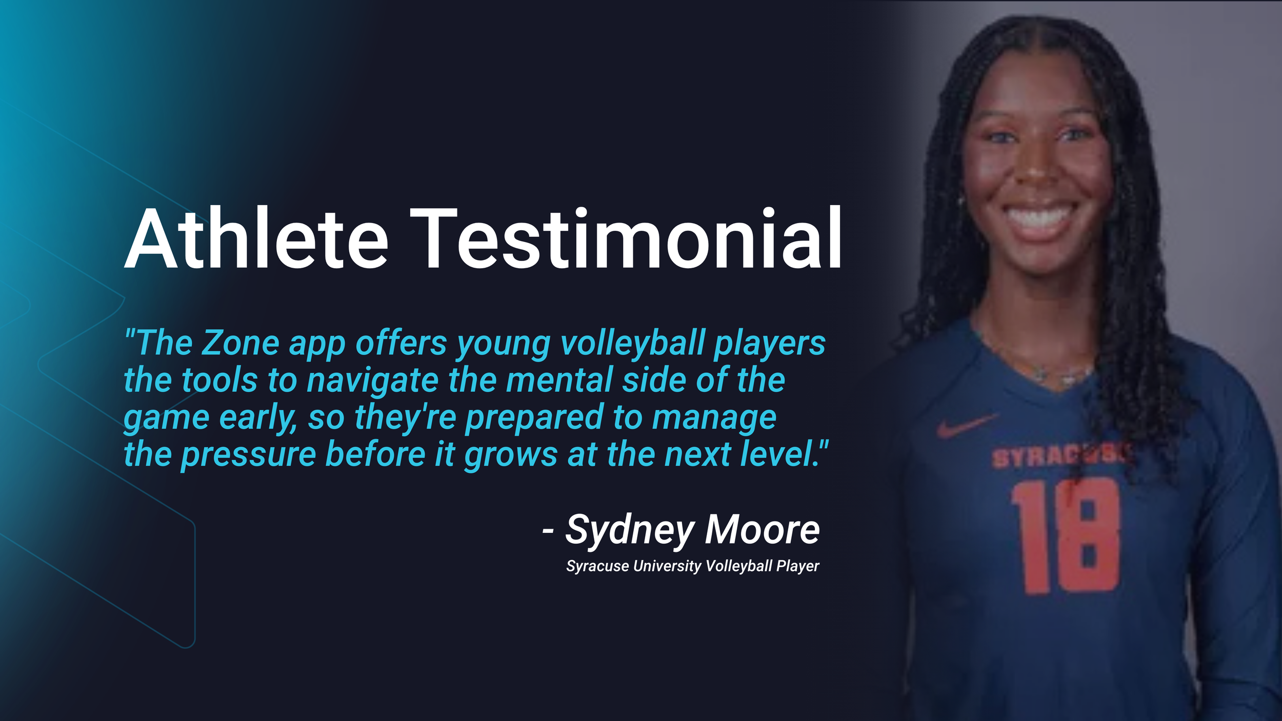 Sydney Moore, an athlete who uses The Zone's mental readiness support program.
