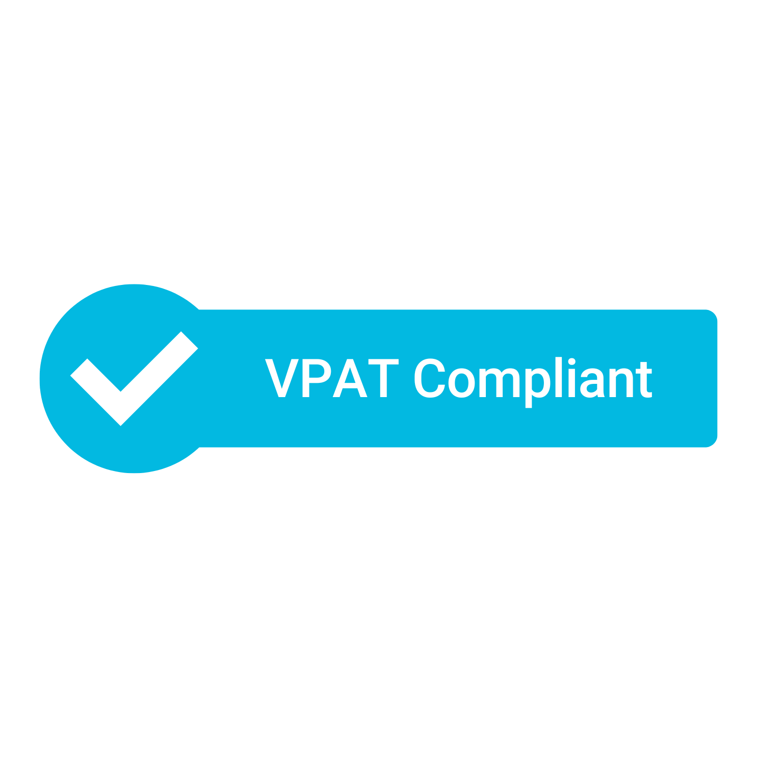 Blue badge icon with a white checkmark and the text "VPAT Compliant" on a blue background.